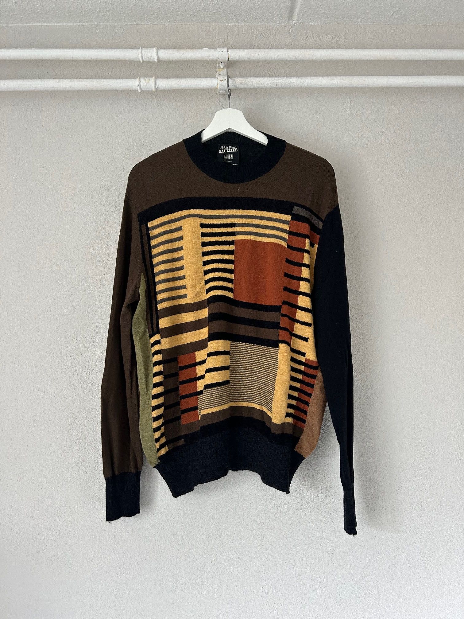 image of Jean Paul Gaultier Abstract Sweater in Brown, Men's (Size Large)