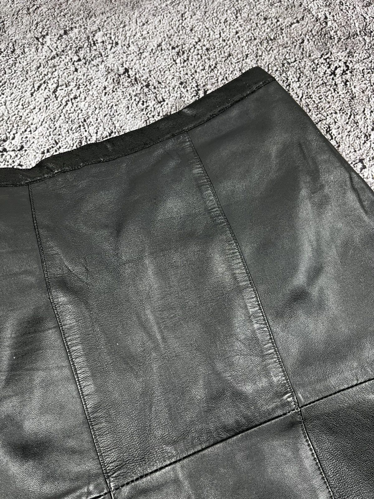 Leather Vintage 70s Leather Skirt Retro AvantGarde Size 29" - 3 Thumbnail