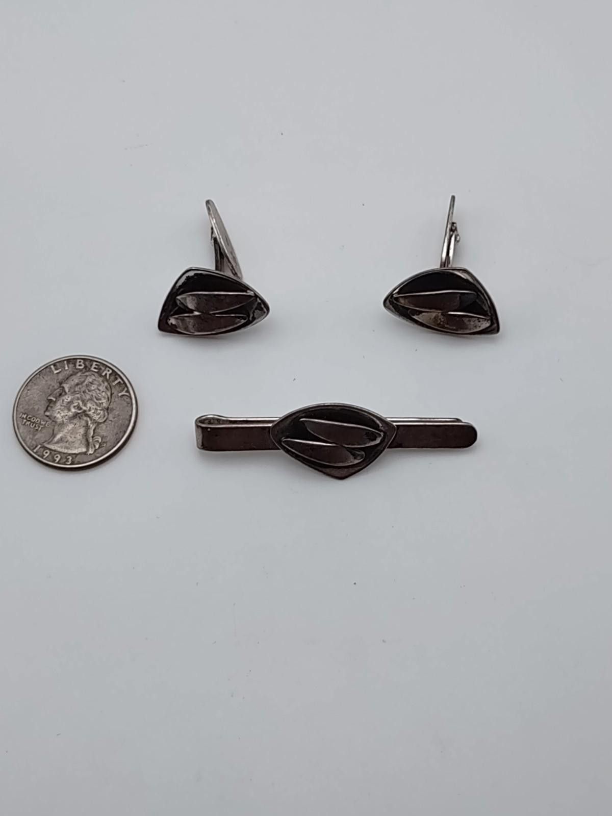 Other Danish Sterling Silver TSR Cufflinks & Tie Clip Set Size ONE SIZE - 2 Thumbnail