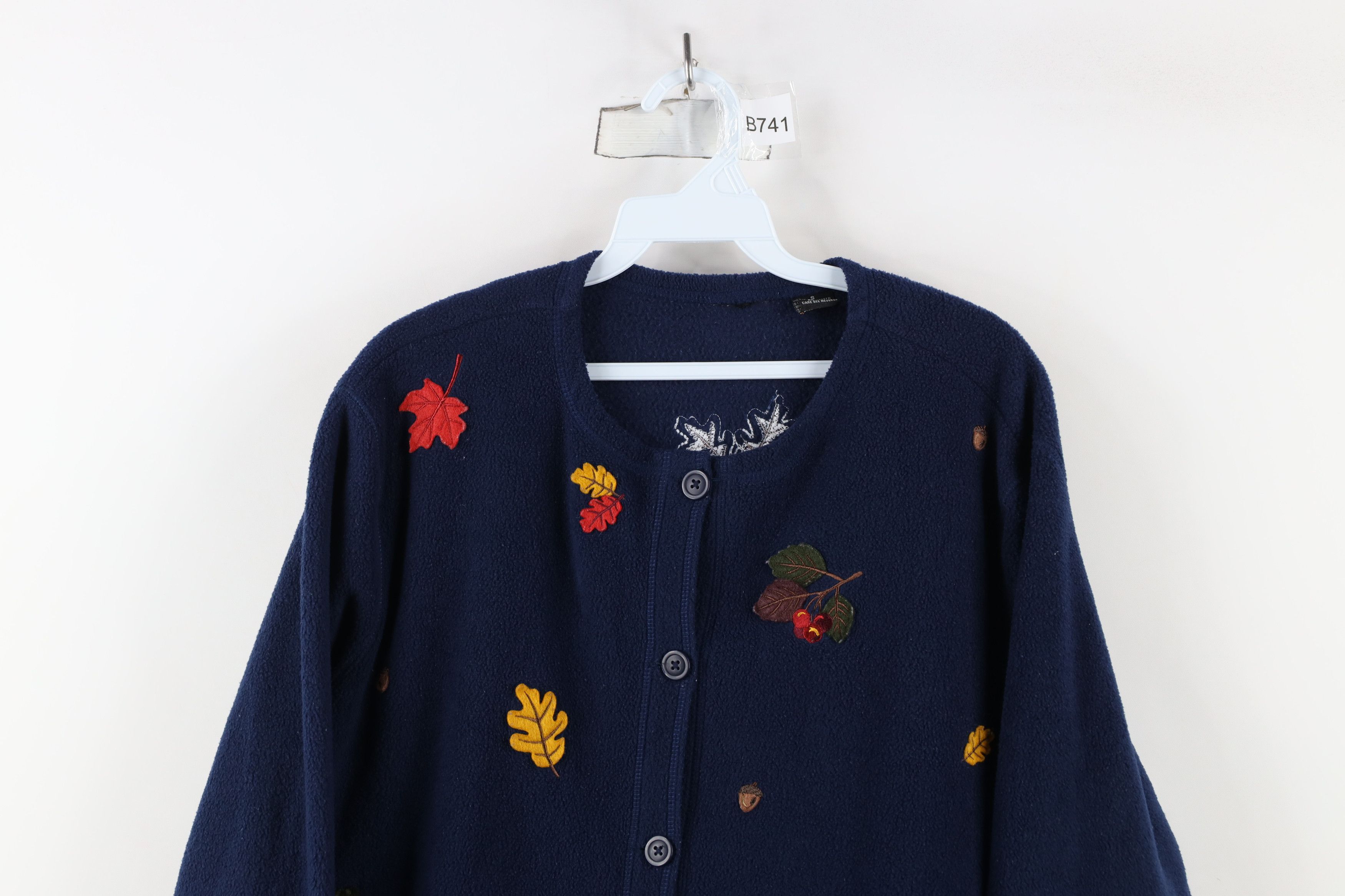 Vintage Vintage 90s Streetwear Fall Leaves Fleece Cardigan Sweater Size S / US 4 / IT 40 - 2 Thumbnail