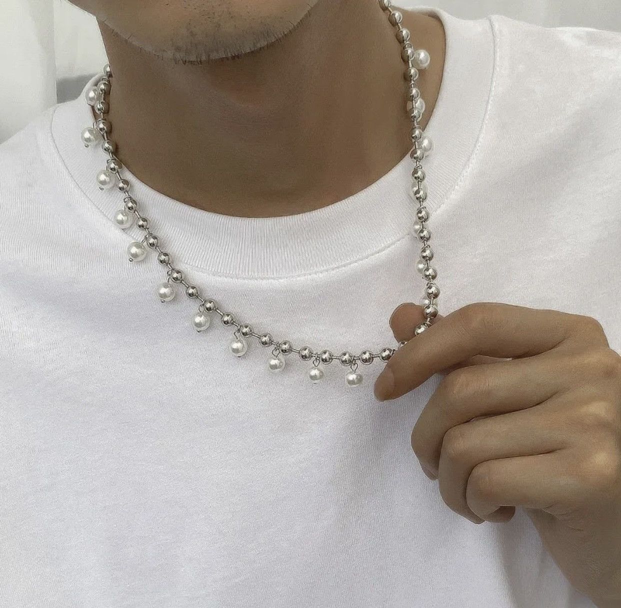 Jewelry Small Beads Chain Imitation Pearl Pendant Choker Necklace Size ONE SIZE - 5 Thumbnail