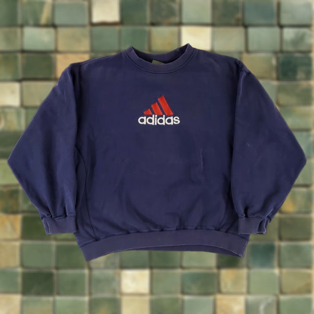 Adidas VINTAGE Adidas Sweatshirt Mens XL Long Sleeve Blue Red White Embroidered 90s Pullover Size US XL / EU 56 / 4 - 1 Thumbnail