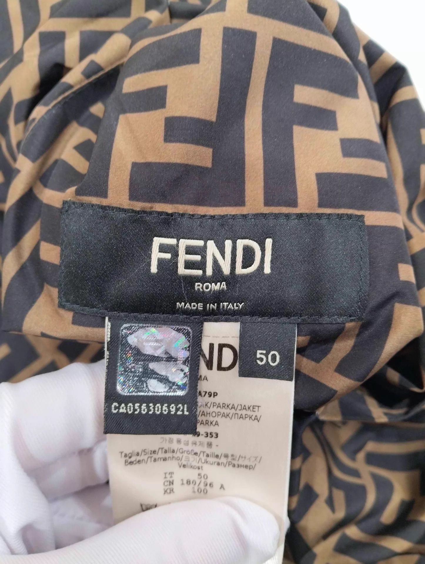 Fendi Fendi FF Monogram Allover Hooded Mid-Length Jacket 50 Size US M / EU 48-50 / 2 - 5 Thumbnail