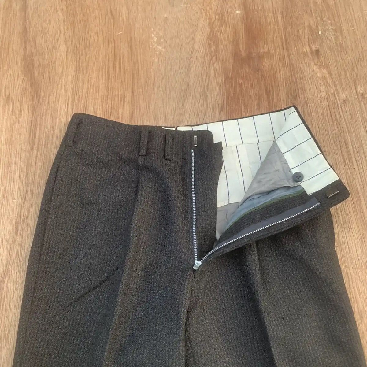 Round Two × Vintage 🍁 SALE 🍁 GABARDINE TROUSERS BLANK TALON RARE PANTS Size US 27 - 9 Thumbnail