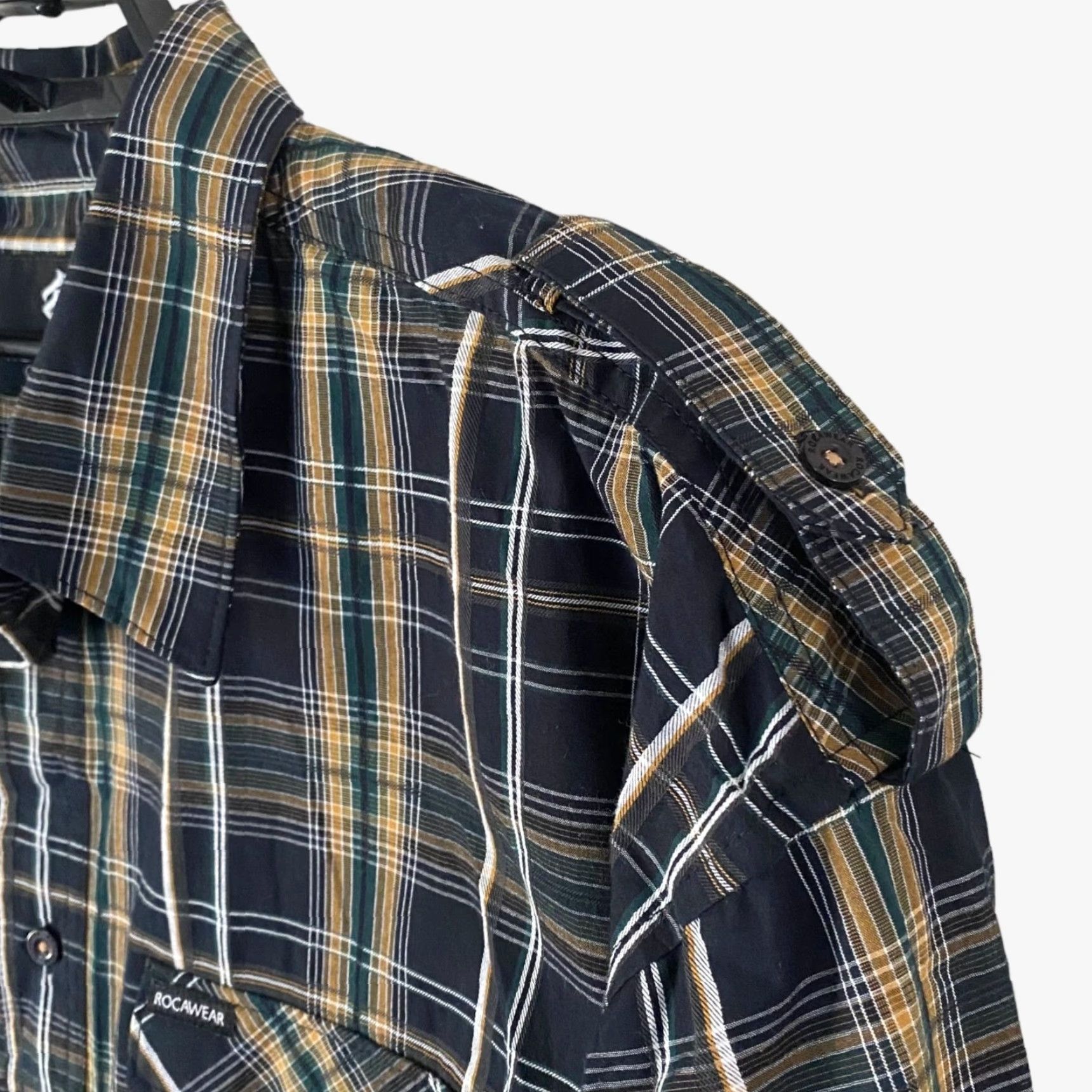 Rocawear Rocawear Button-Up Plaid Shirt Black Yellow Green Men 4XB Short Sleeve Size US XXL / EU 58 / 5 - 7 Thumbnail