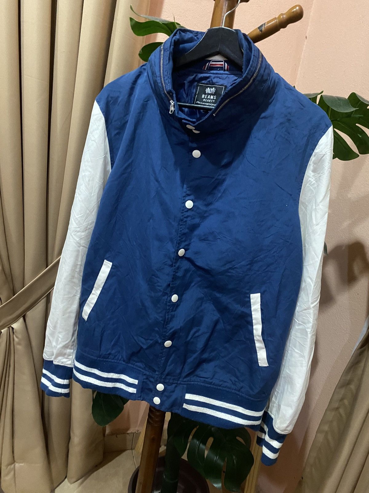 Beams Plus Vintage BEAMS HEART Varsity Jacket – Blue & White Baseball Size US M / EU 48-50 / 2 - 2 Thumbnail
