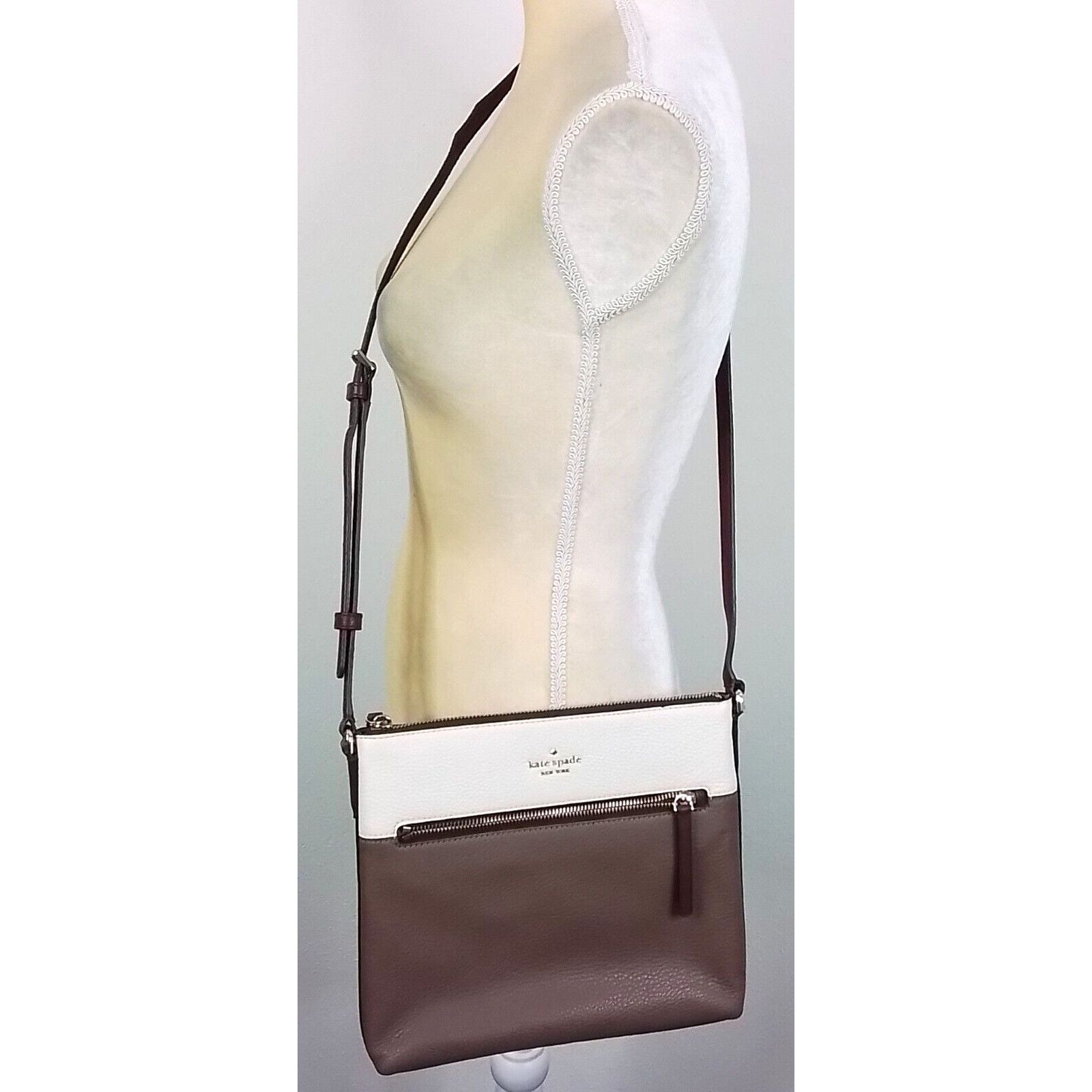 Kate Spade Kate Spade New York Leather Purse Brown Cream Size ONE SIZE - 3 Thumbnail