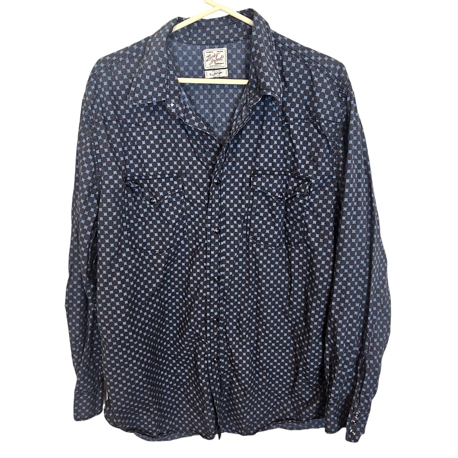 Lucky Brand Lucky Brand Mens Western Shirt Pearl Snap XL Cowboy Country Size US XL / EU 56 / 4 - 1 Thumbnail