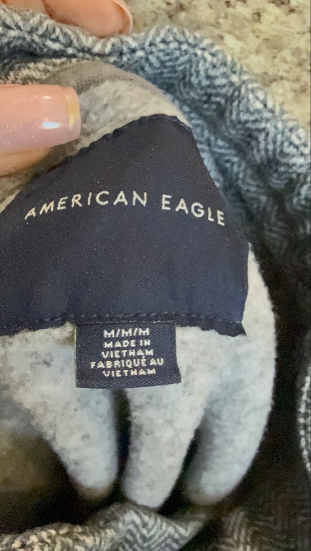 American Eagle Outfitters Men's American Eagle Gray Herringbone Cowl Neck Sweatshirt M Size US M / EU 48-50 / 2 - 7 Thumbnail