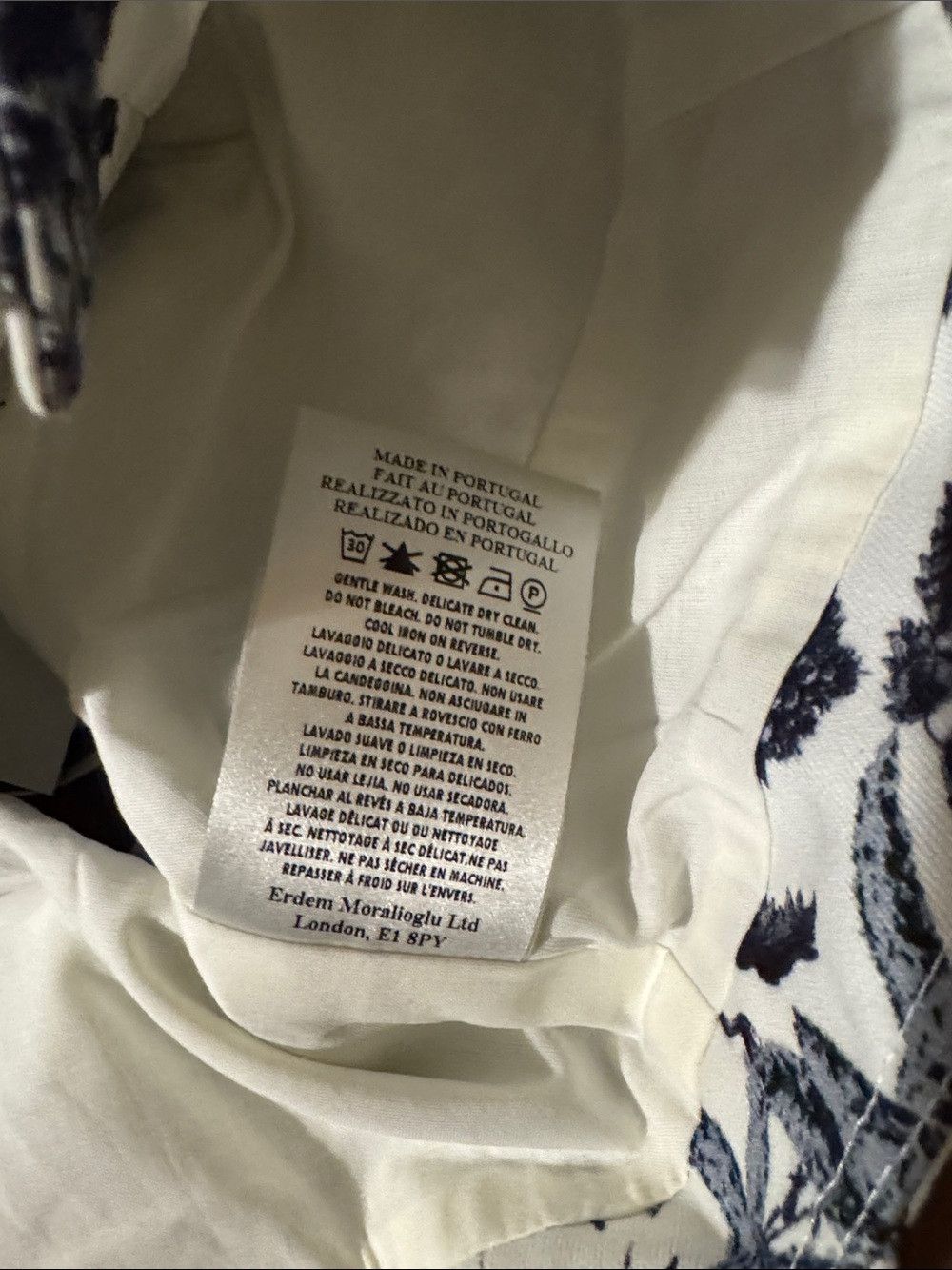 Erdem ERDEM White and Navy Botanical Cross-Back Crop Top Size XL / US 12-14 / IT 48-50 - 10 Thumbnail