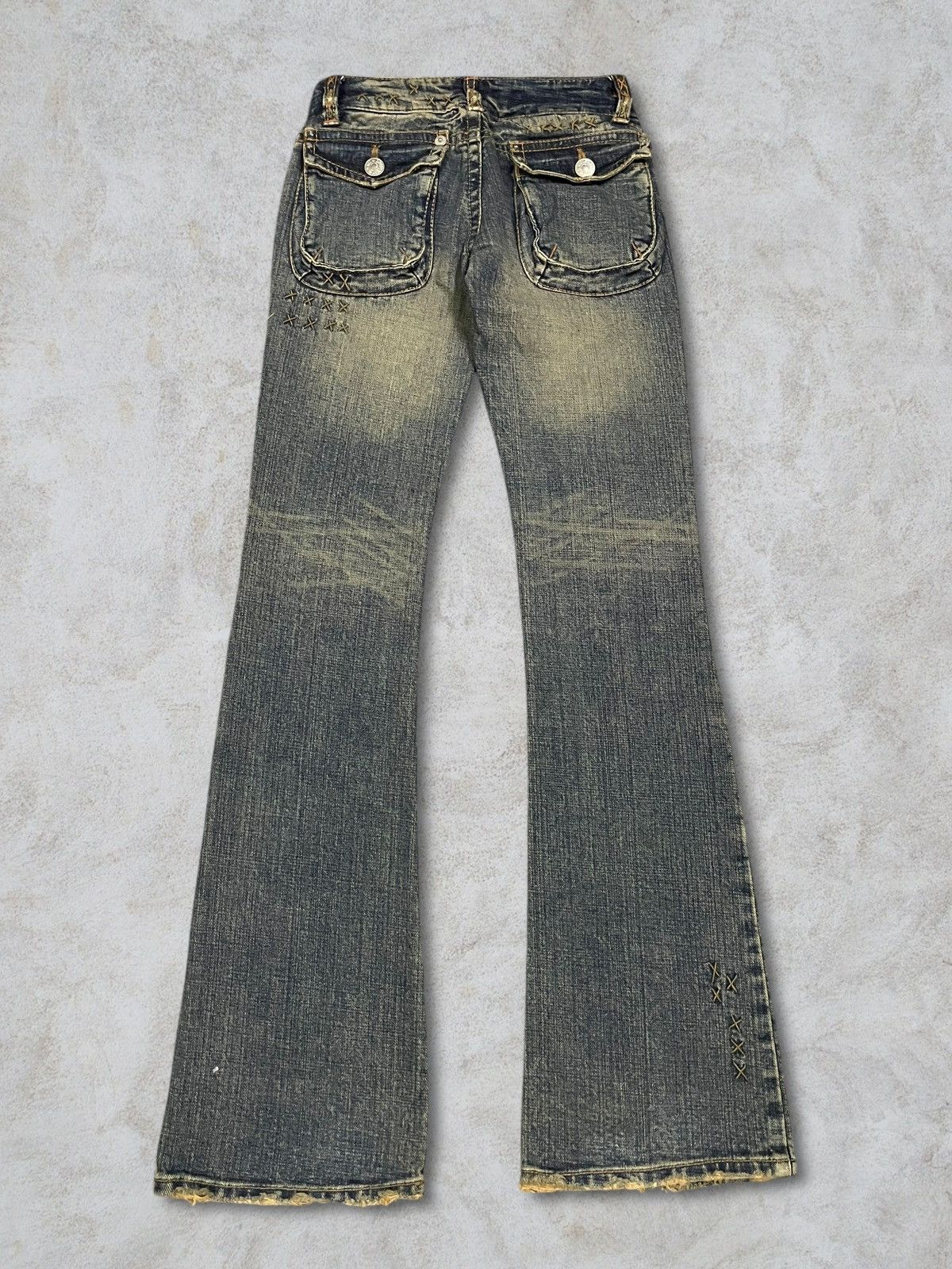CIVARIZE Japanese Brand Women Punk Bootcut Bush Pants Mud Wash Jeans Size 26" / US 2 / IT 38 - 4 Thumbnail