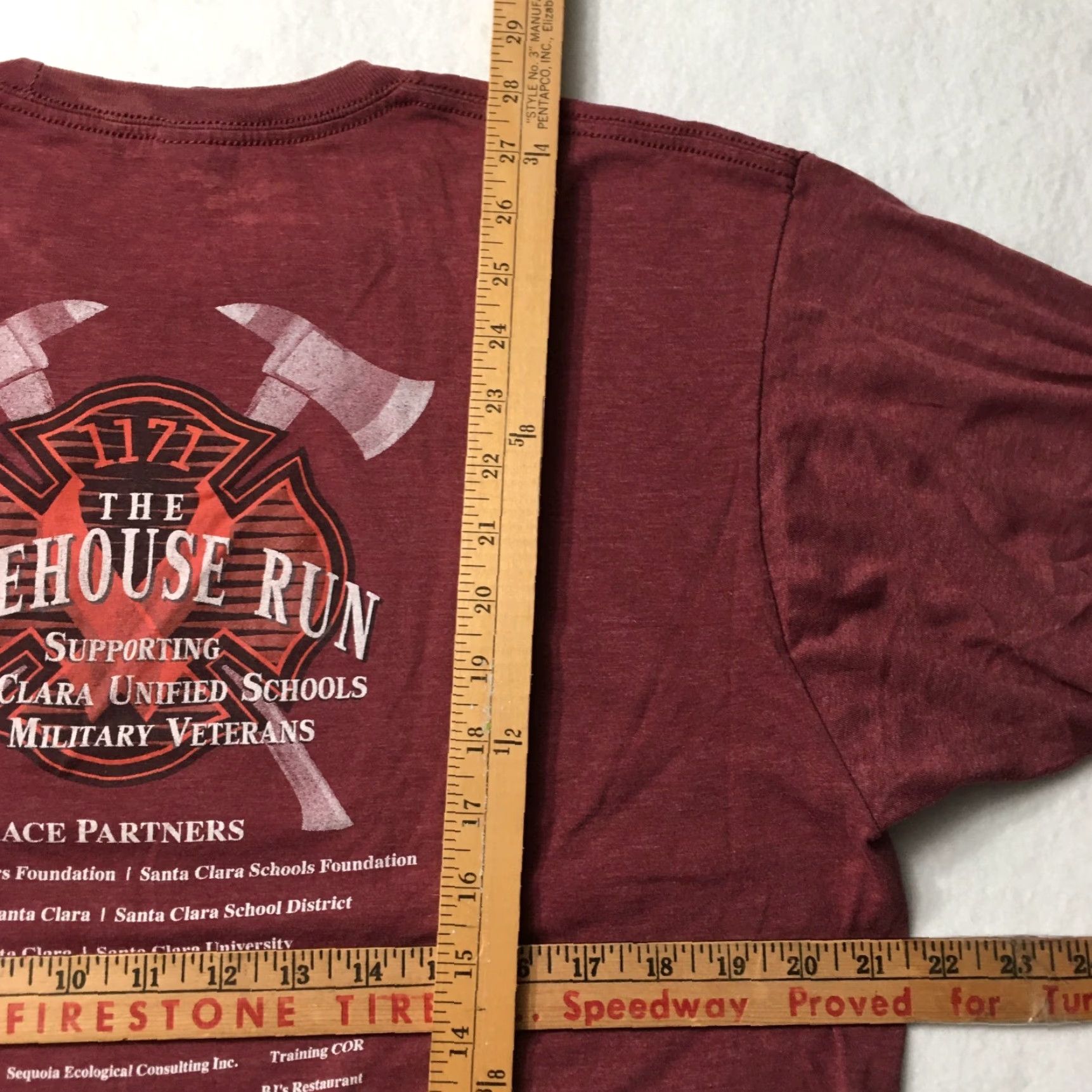Tultex Firehouse T-shirt Mens XL Crew Purple Graphic Military Veterans Size US XL / EU 56 / 4 - 3 Thumbnail