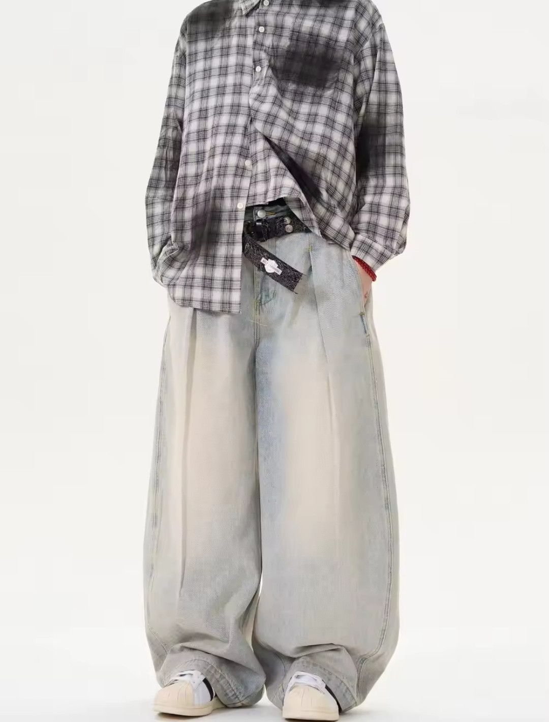 Japanese Brand × Vintage Jeans Baggy Double Pleated Straight Wide Leg Vintage Size US 30 / EU 46 - 3 Thumbnail
