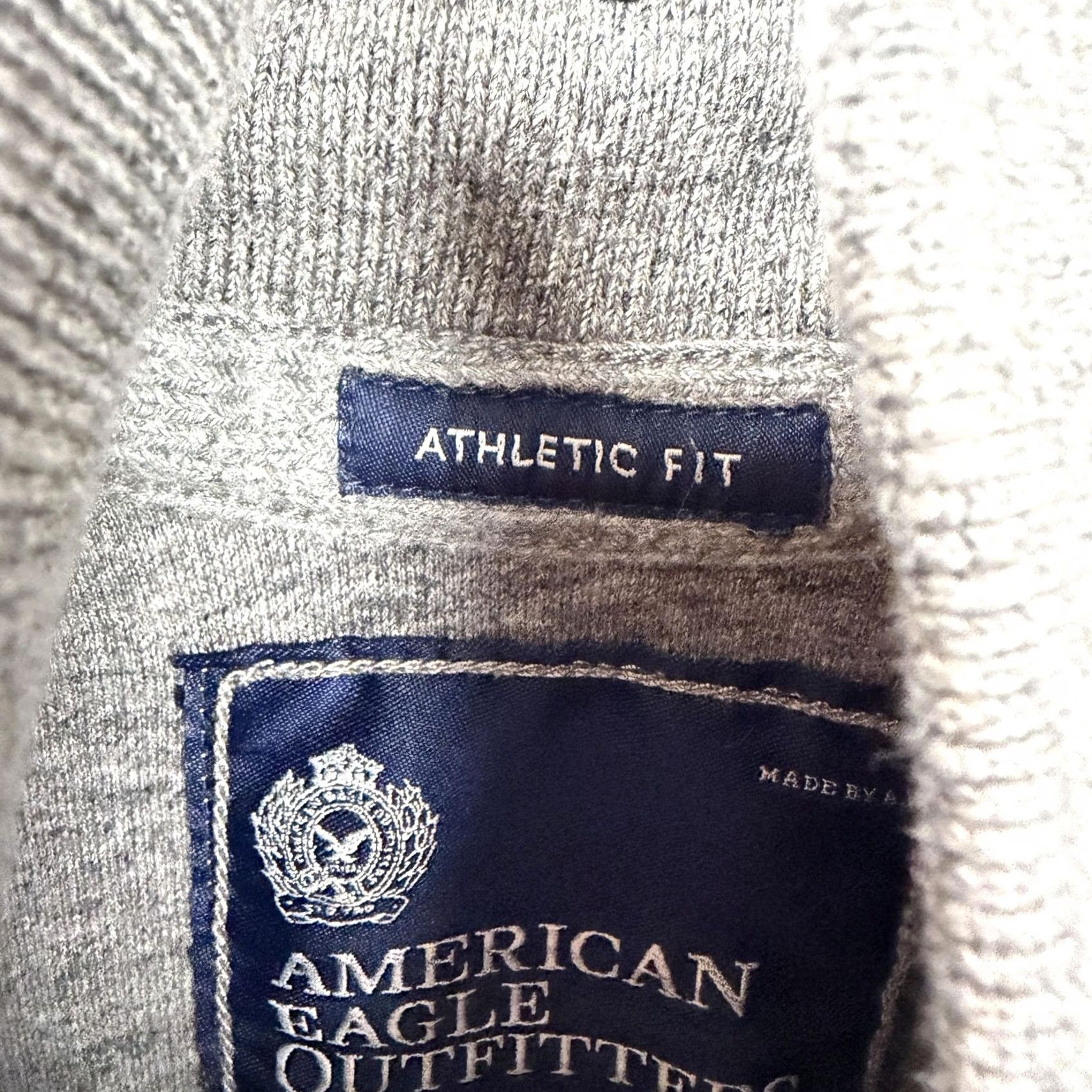 American Eagle Outfitters American Eagle Outfitters Sweater Men XS Gray Athletic Mock Neck Henley Knit Size US XS / EU 42 / 0 - 5 Thumbnail
