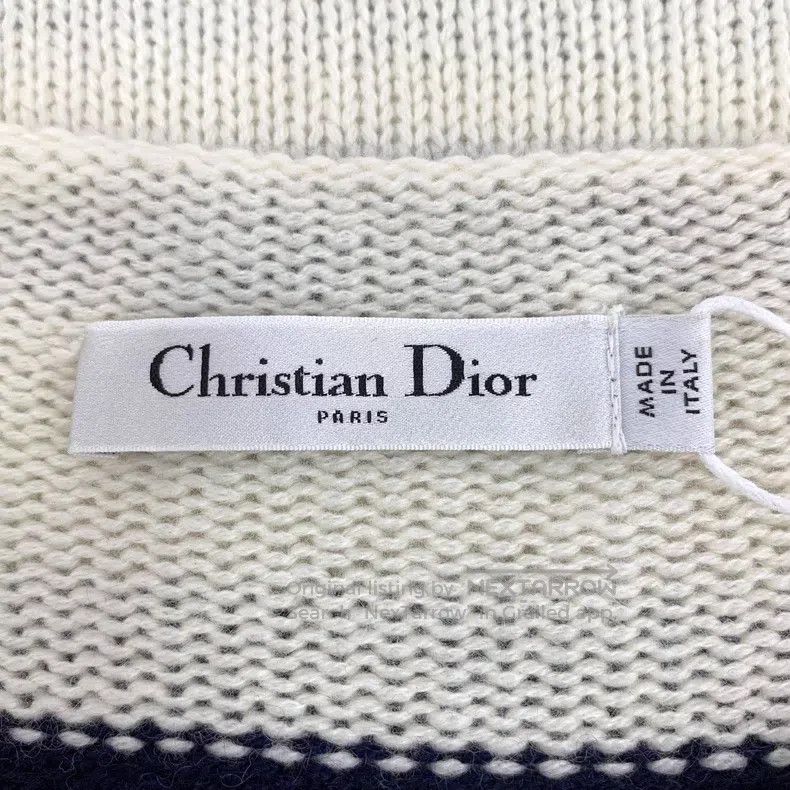 Dior Dior Colour-blocked striped letter cashmere round-neck lon Size S / US 4 / IT 40 - 5 Thumbnail