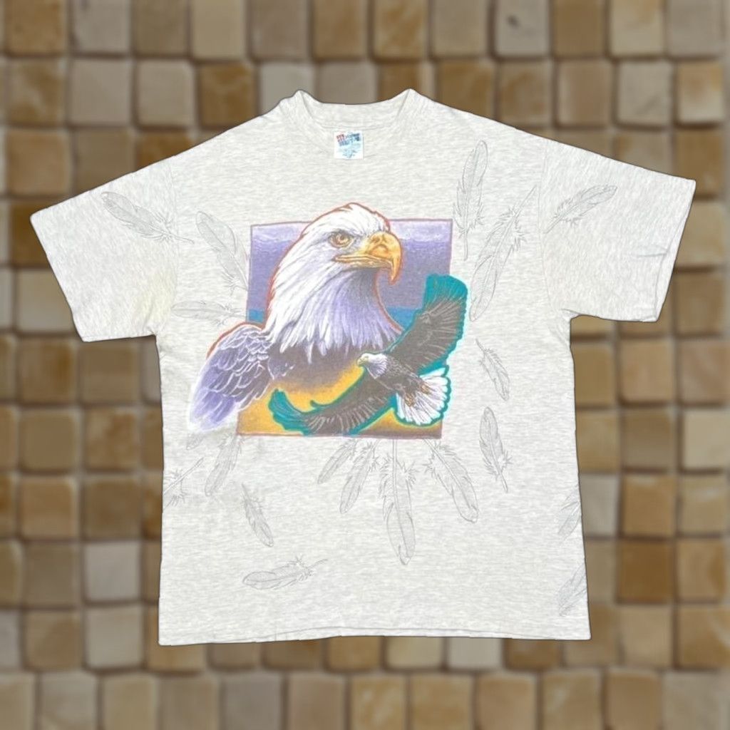 Hanes VINTAGE Hanes On Location Eagle All-Over Print Single Stitch T-Shirt Large Size US L / EU 52-54 / 3 - 1 Thumbnail