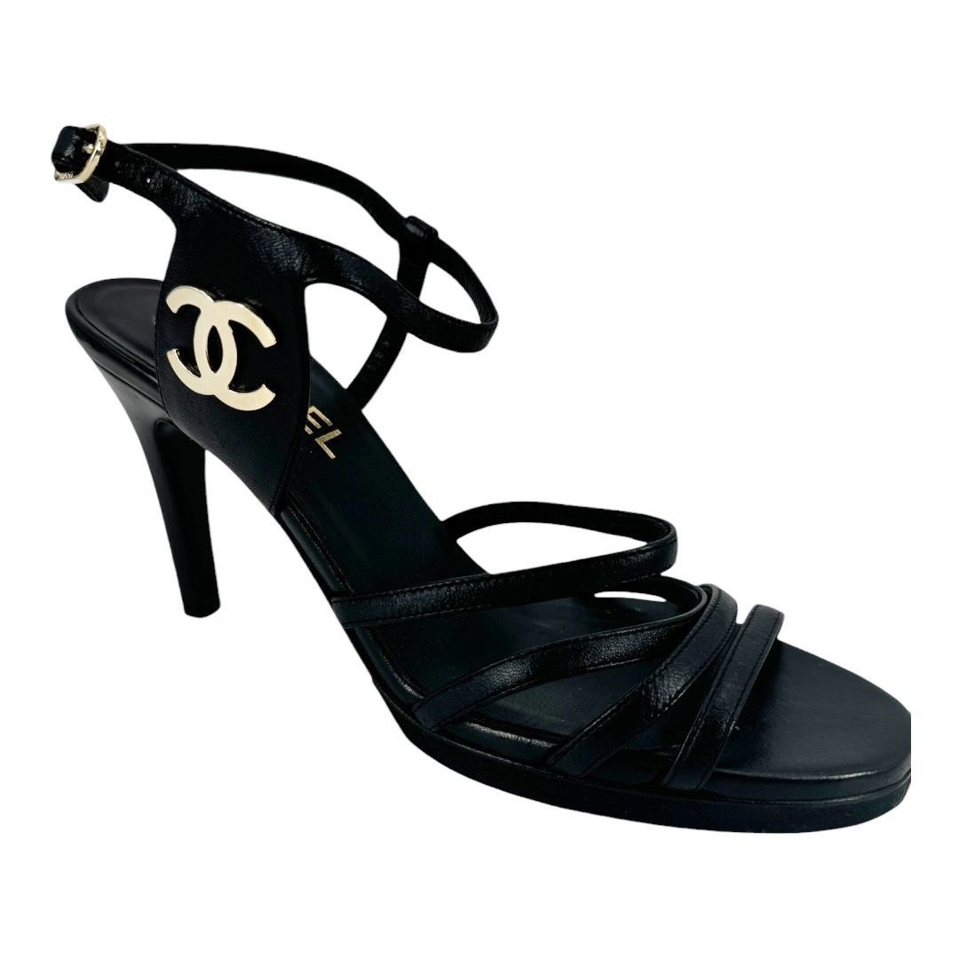 Chanel Chanel CC Logo Lambskin Slingback Sandal Heels Size US 6.5 / IT 36.5 - 3 Thumbnail