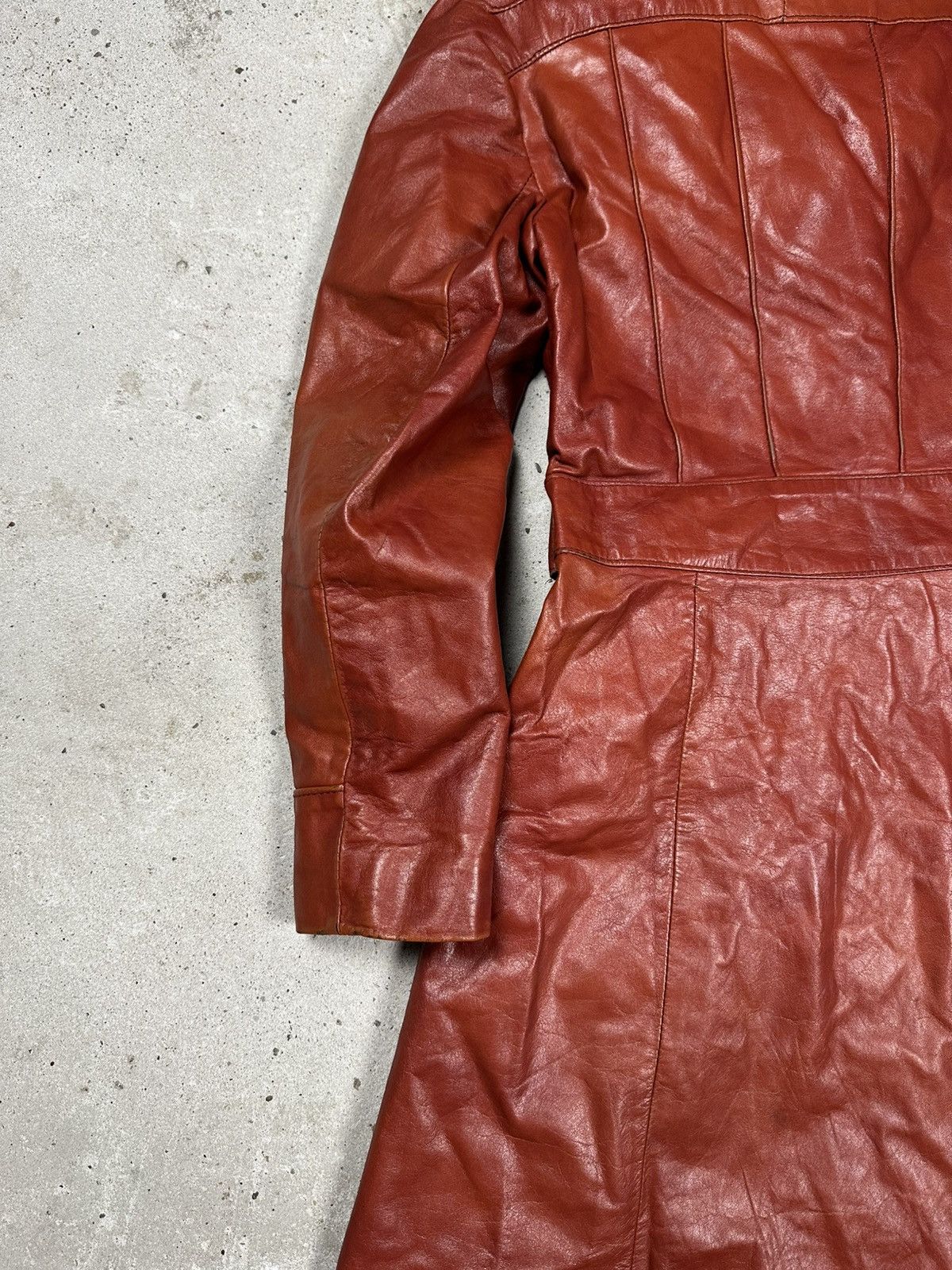 Vintage Vintage 90s Genuine Leather Fur Collar Long Coat Size L / US 10 / IT 46 - 15 Thumbnail