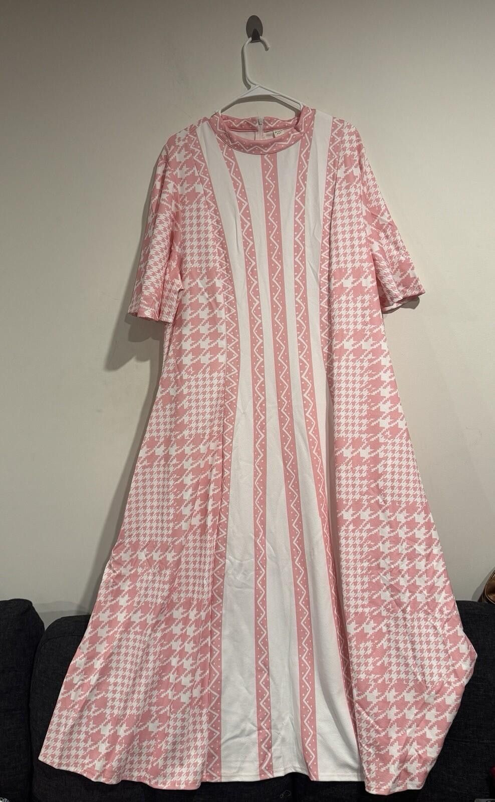 Other WDIRARA Houndstooth Chevron Mock Neck Butterfly Sleeve Dress Size 4XL / US 24-26 - 4 Thumbnail