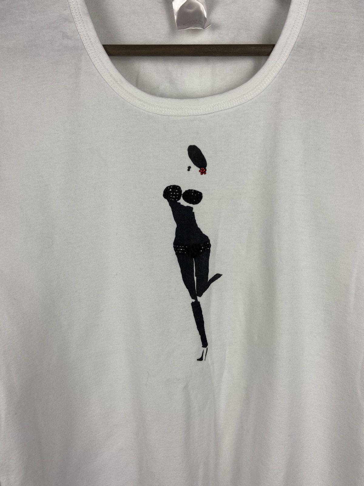 Designer × Sonia Rykiel Sonia Rykiel White Long Sleeve Graphic Tee "Lady" Blouse Size XL / US 12-14 / IT 48-50 - 3 Thumbnail