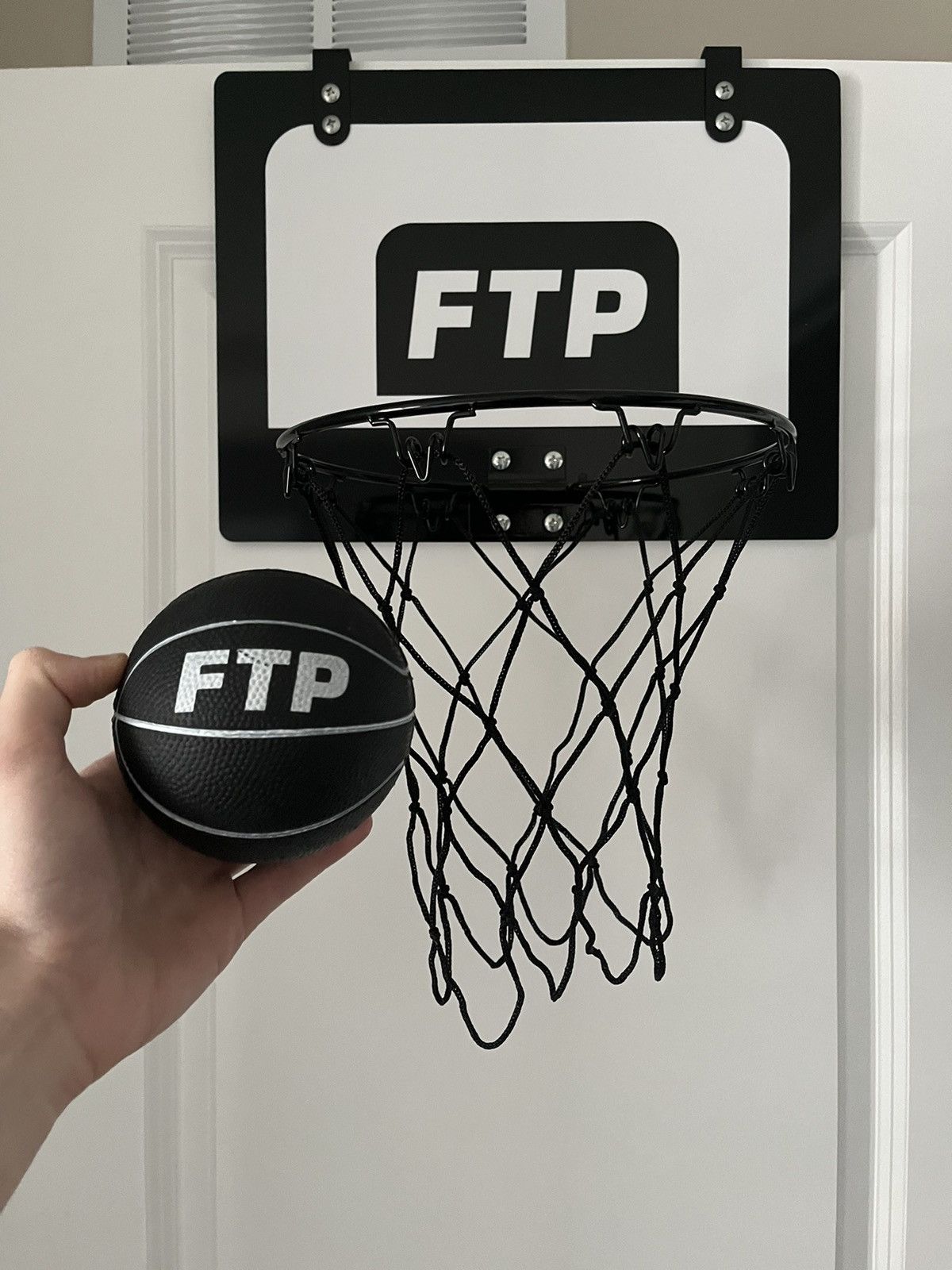 image of Fuck The Population Ftp Mini Basketball Hoop in Black, Men's