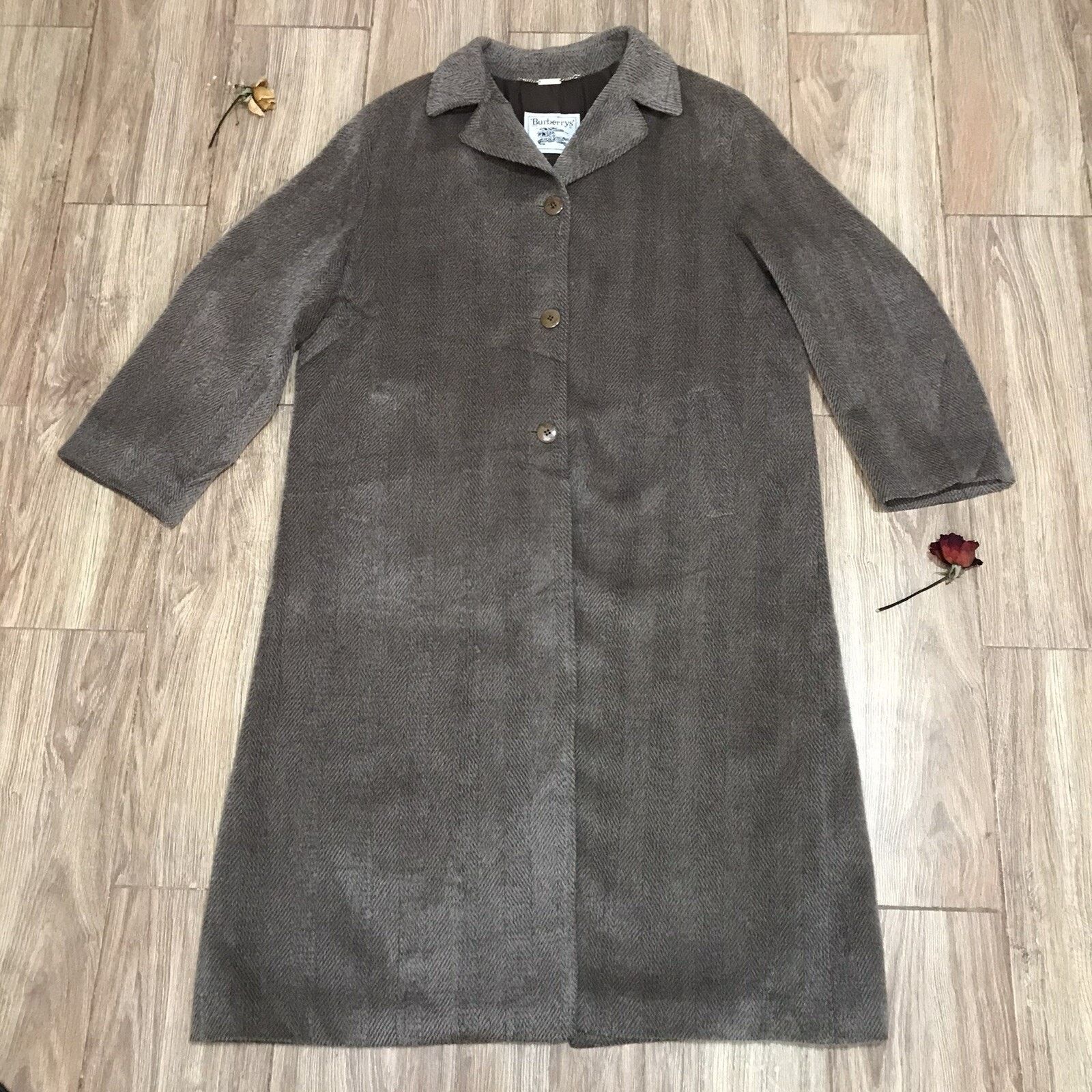 Burberry burberry's trench coat ALPACA WOOL tweed overcoat womens Size XL / US 12-14 / IT 48-50 - 4 Thumbnail