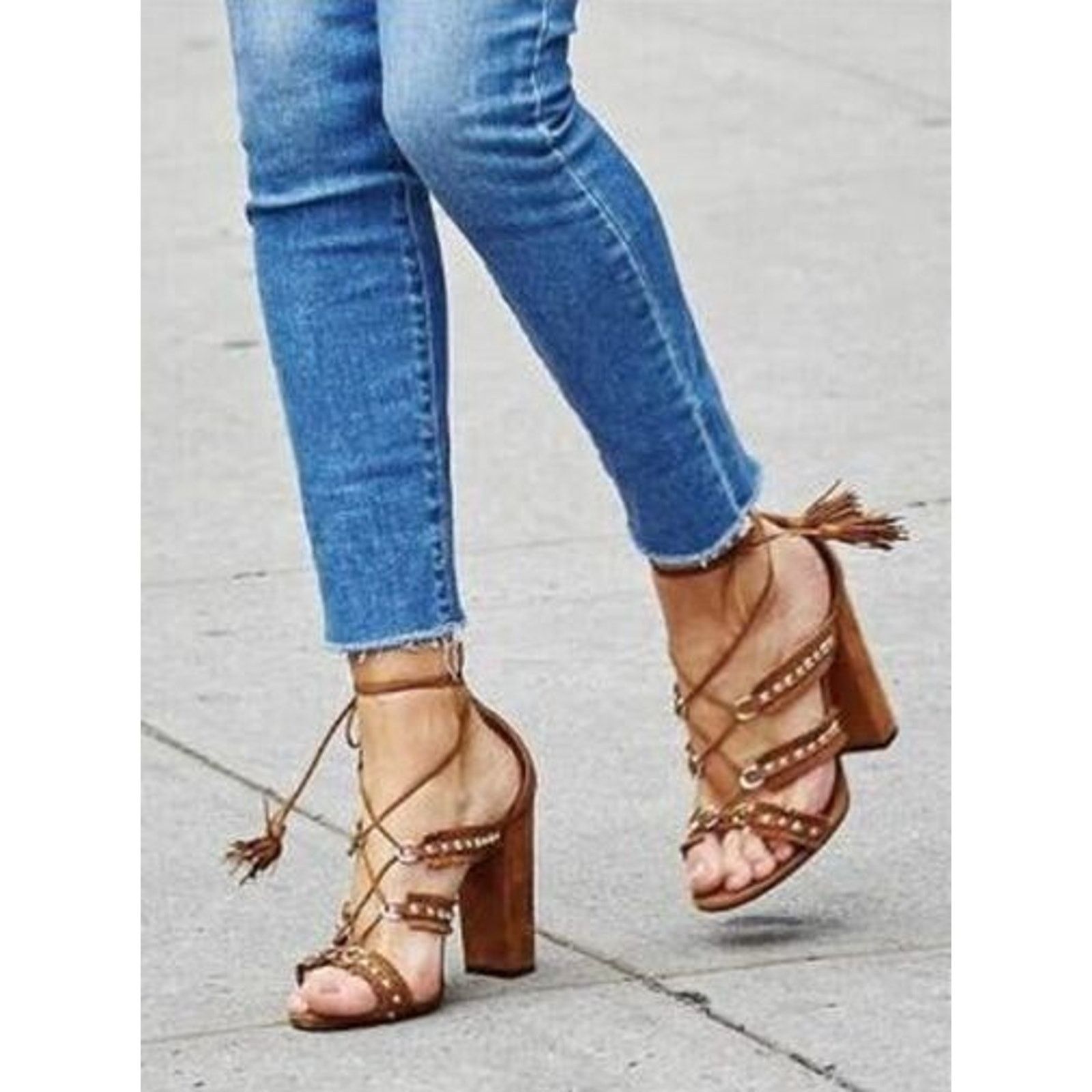 Aquazzura D0 AQUAZZURA FIRENZE Tulum Cognac Suede Sandals Sz 39 $930 Size US 9 / IT 39 - 2 Thumbnail