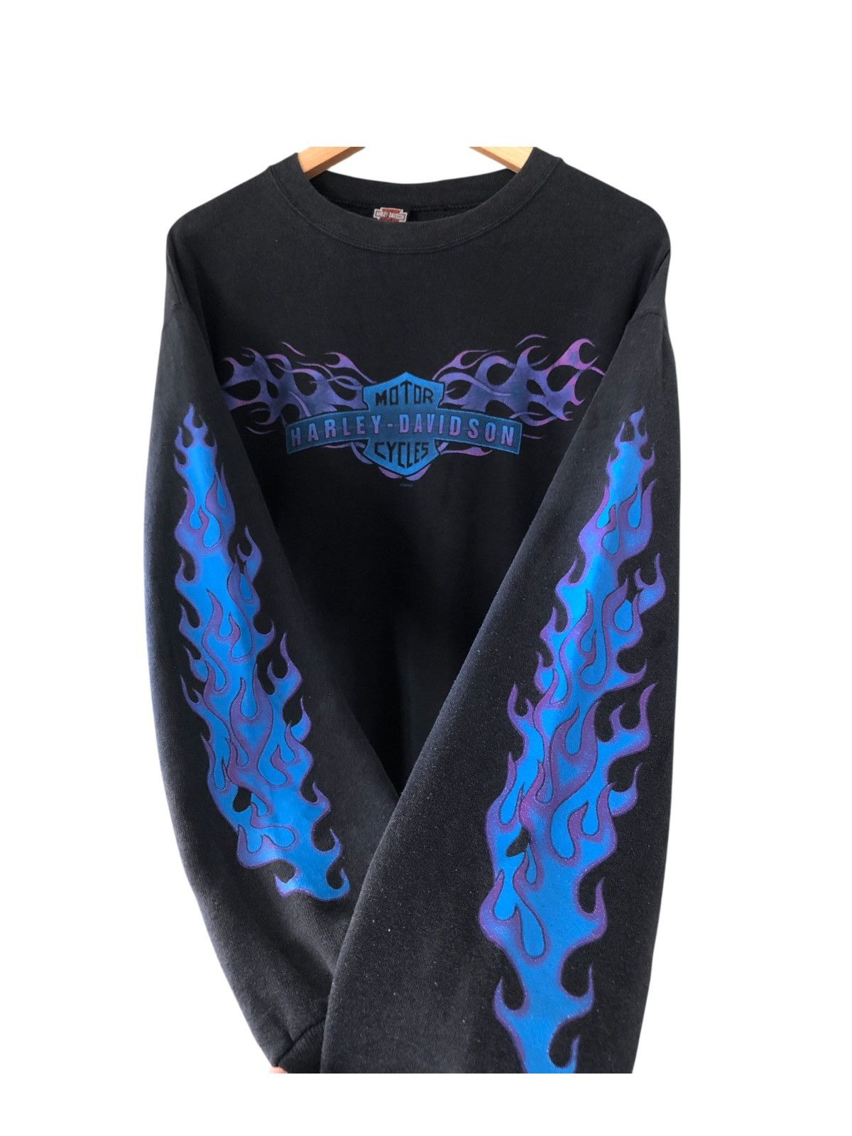 Harley Davidson Vintage Harley Davidson Blue Flame Sweatshirt Crewneck Size US M / EU 48-50 / 2 - 2 Thumbnail