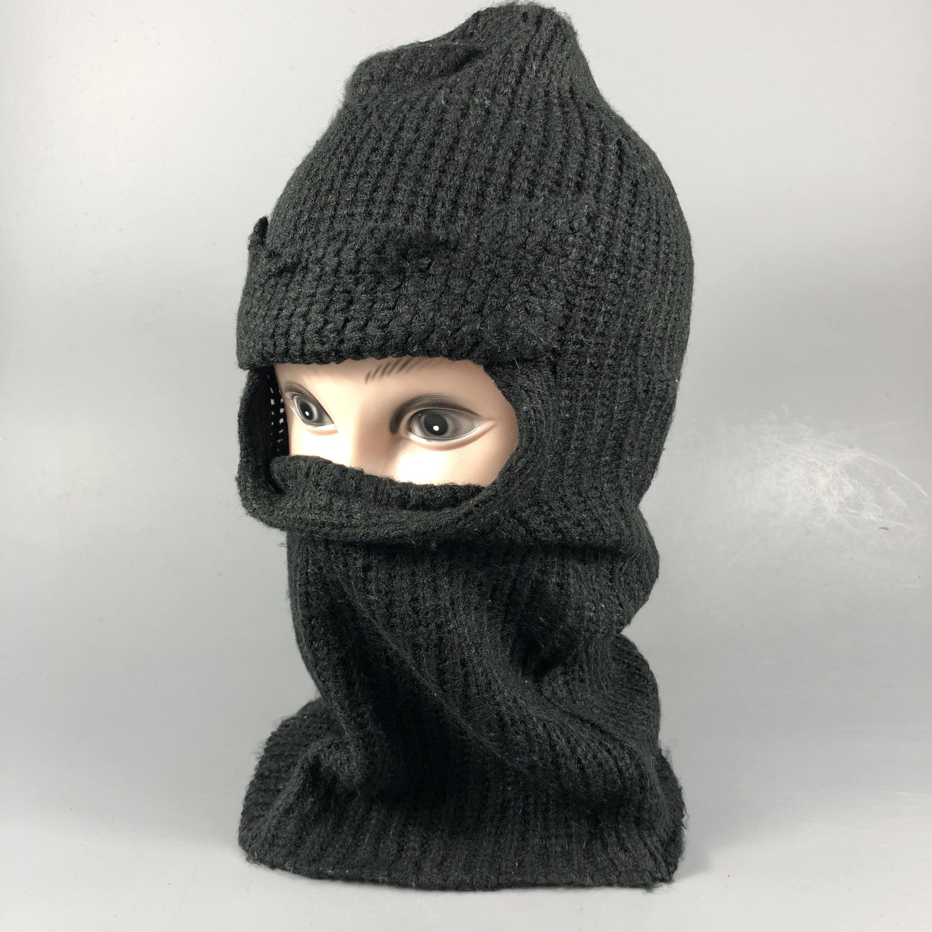 Japanese Brand Black Knit Balaclava Hat Beanie Size ONE SIZE - 2 Thumbnail