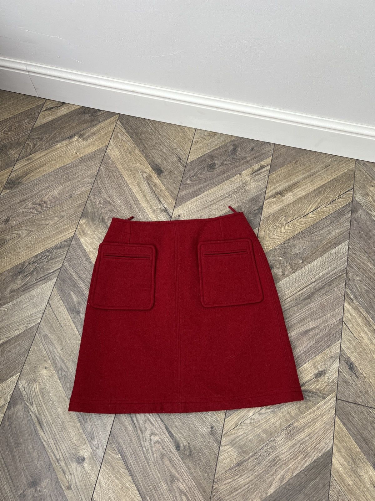 Vintage × Weekend Max Mara Vintage Weekend Max Mara Cranberry Red Wool A-Line Skirt Size 26" / US 2 / IT 38 - 3 Thumbnail