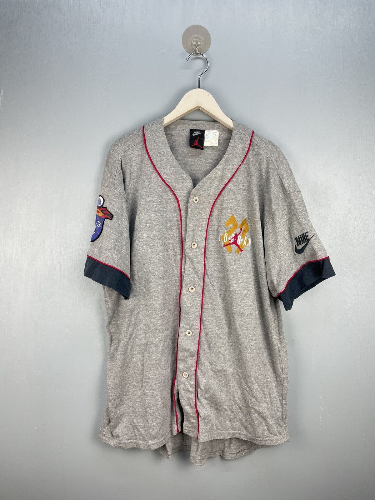 Nike Vintage 90s Nike Air Jordan basketball button up jersey Size US L / EU 52-54 / 3 - 1 Thumbnail