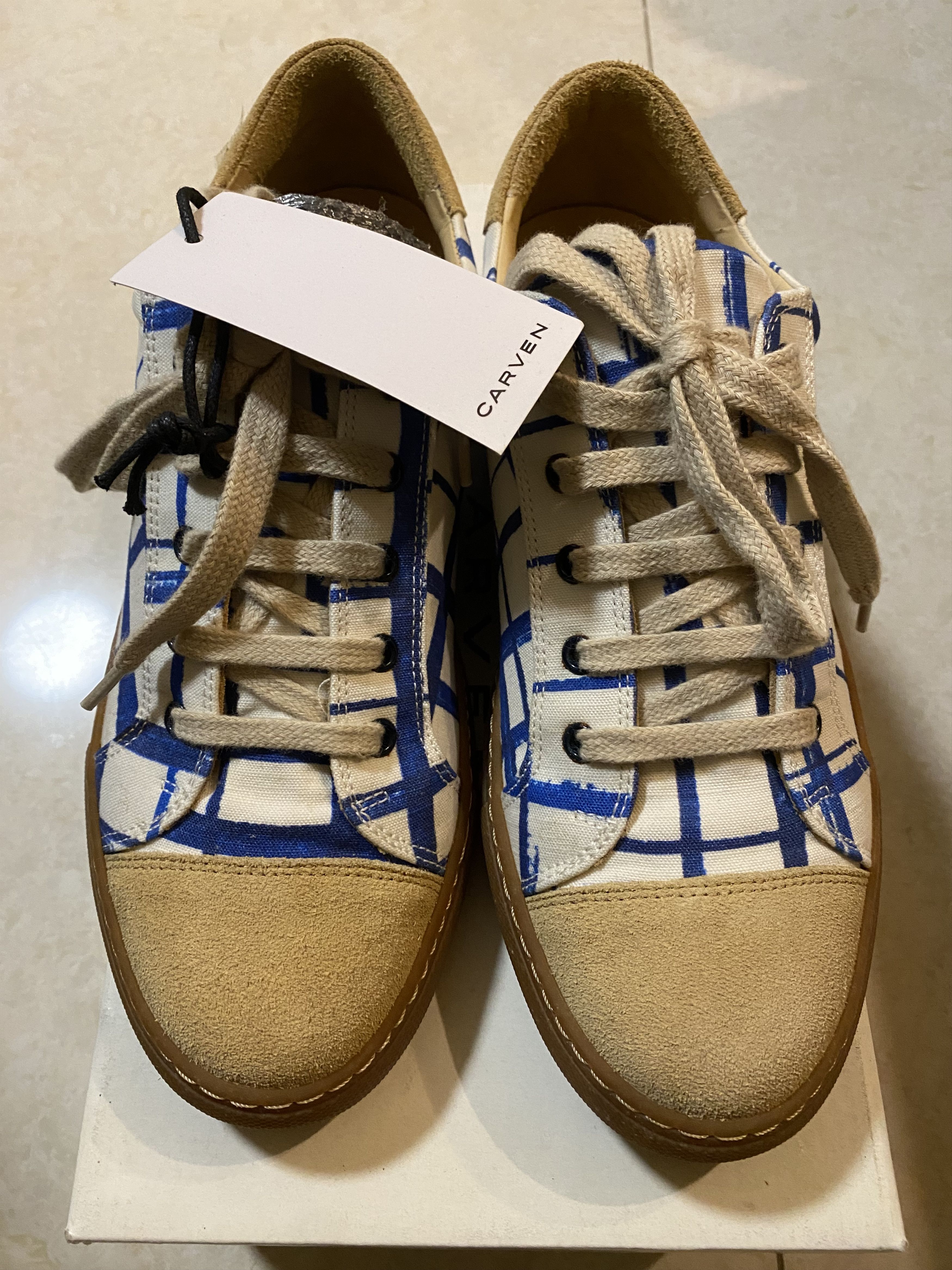 Carven Carven Men Blue White Check Sneakers UK6 Size US 7 / EU 40 - 2 Thumbnail