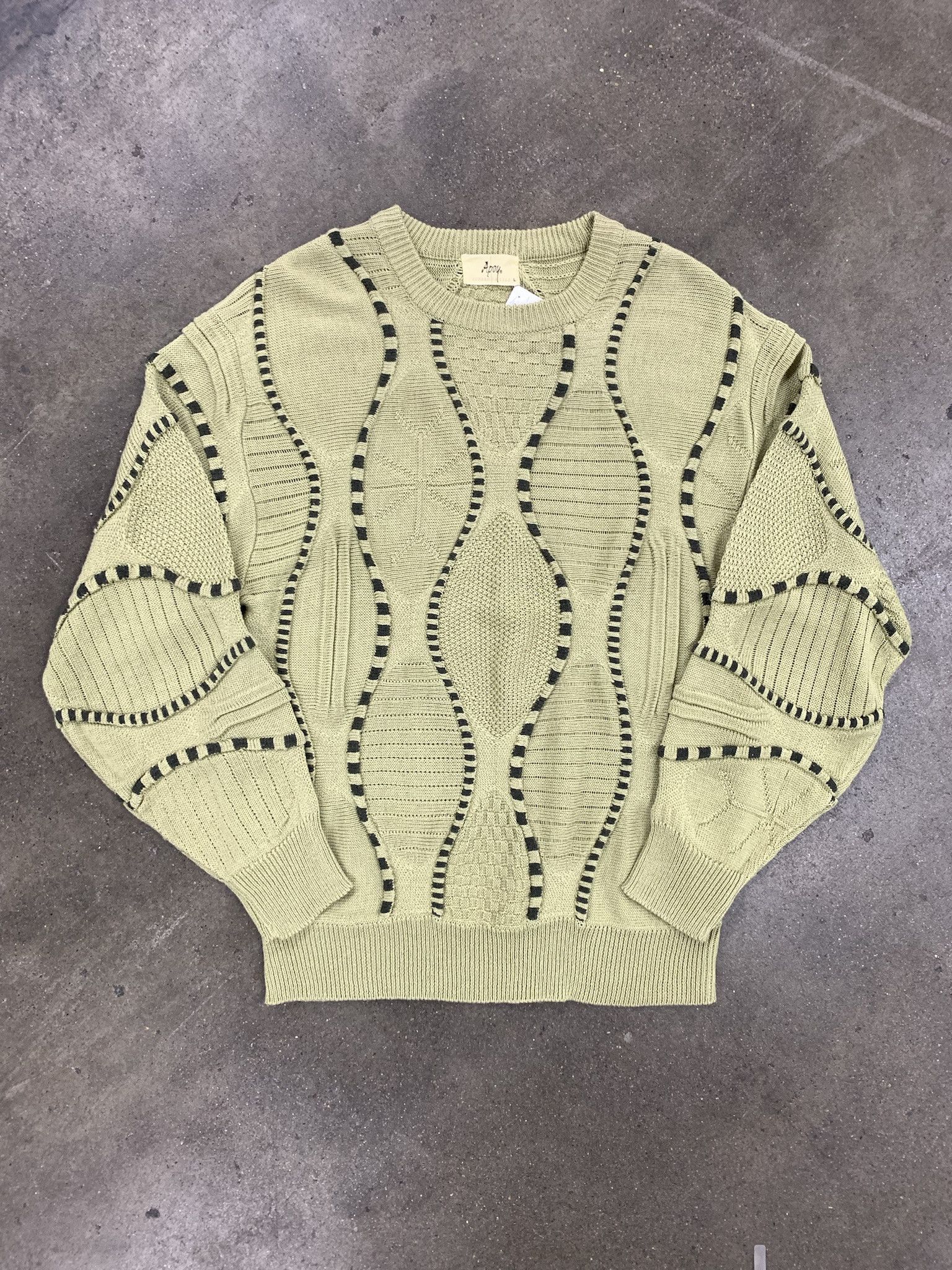 Green online coogi style knit sweater