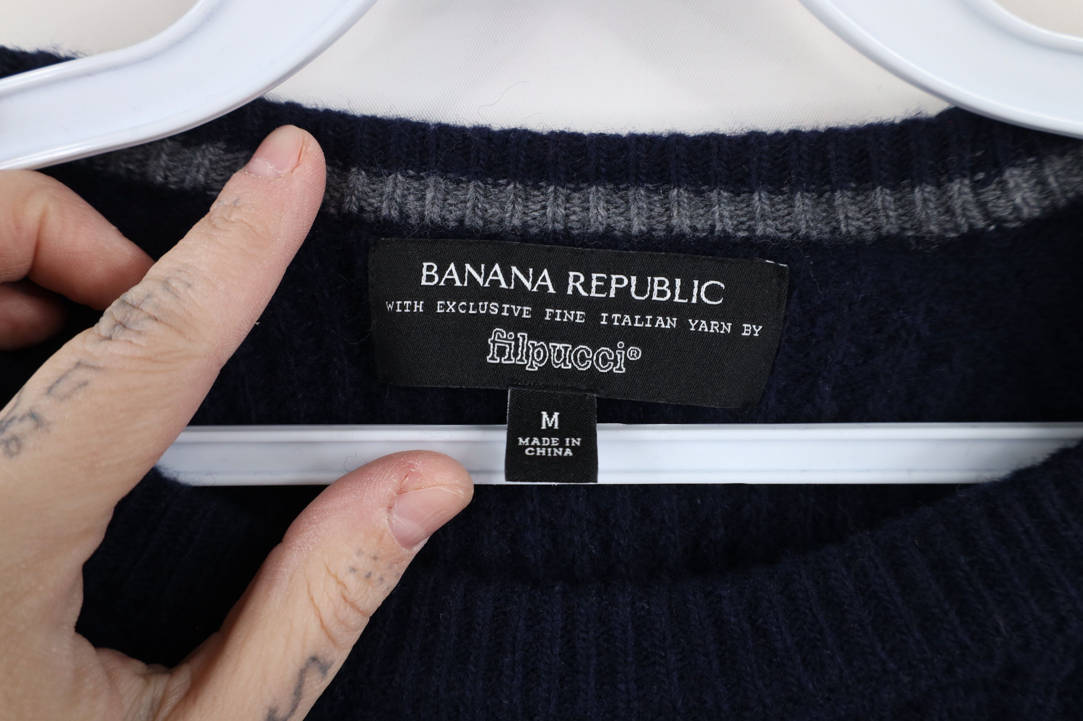 Banana Republic × Vintage Banana Republic Wool Italian Yarn Knit Thermal Sweater Blue Size US M / EU 48-50 / 2 - 4 Thumbnail