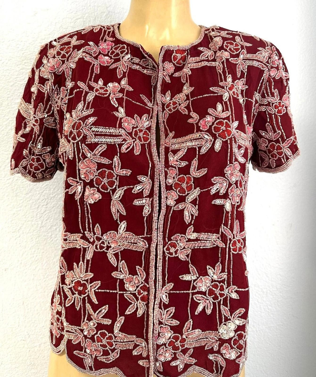 Designer Sequin Blouse Burgundy size M only Size M / US 6-8 / IT 42-44 - 1 Thumbnail