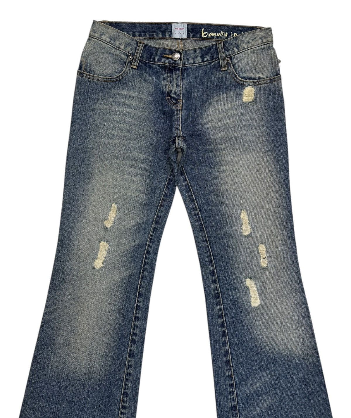If Six Was Nine × Japanese Brand Flare Jeans Sass & Bide Sydney Distressed Flare Denim Jeans Size 30" / US 8 / IT 44 - 6 Thumbnail