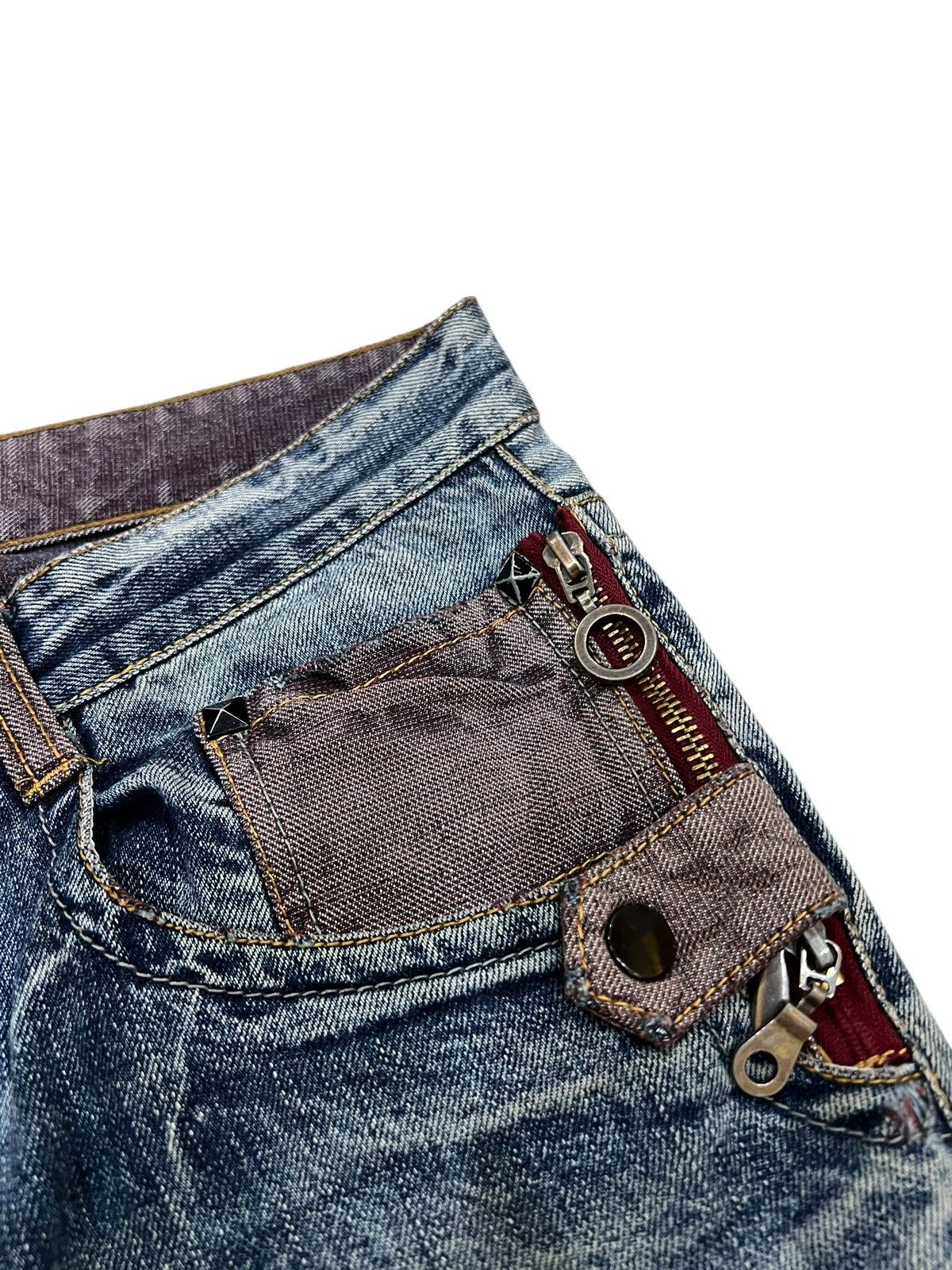 Japanese Brand Vintage Semantic Design Ditressed Flare Mudwash Jean Size US 31 - 9 Thumbnail