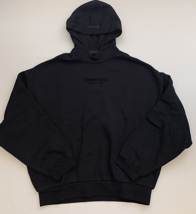 Fear of God Essentials Oversized Hoodie Jet Black | Grailed