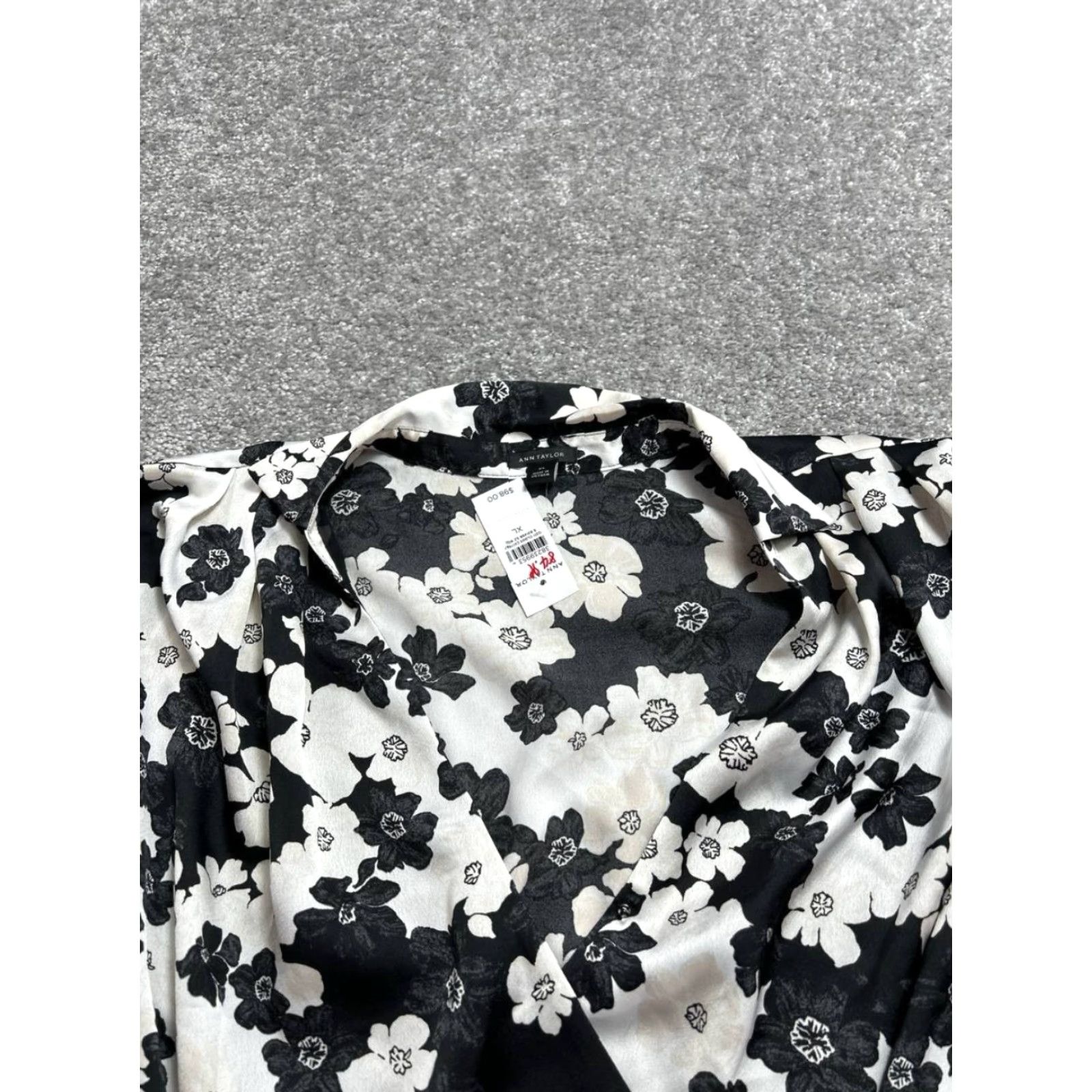 Ann Taylor VINTAGE Ann Taylor Wrap Bodysuit Womens XL Black Floral Stretch Lined Surplice Neck New Size XL / US 12-14 / IT 48-50 - 3 Thumbnail