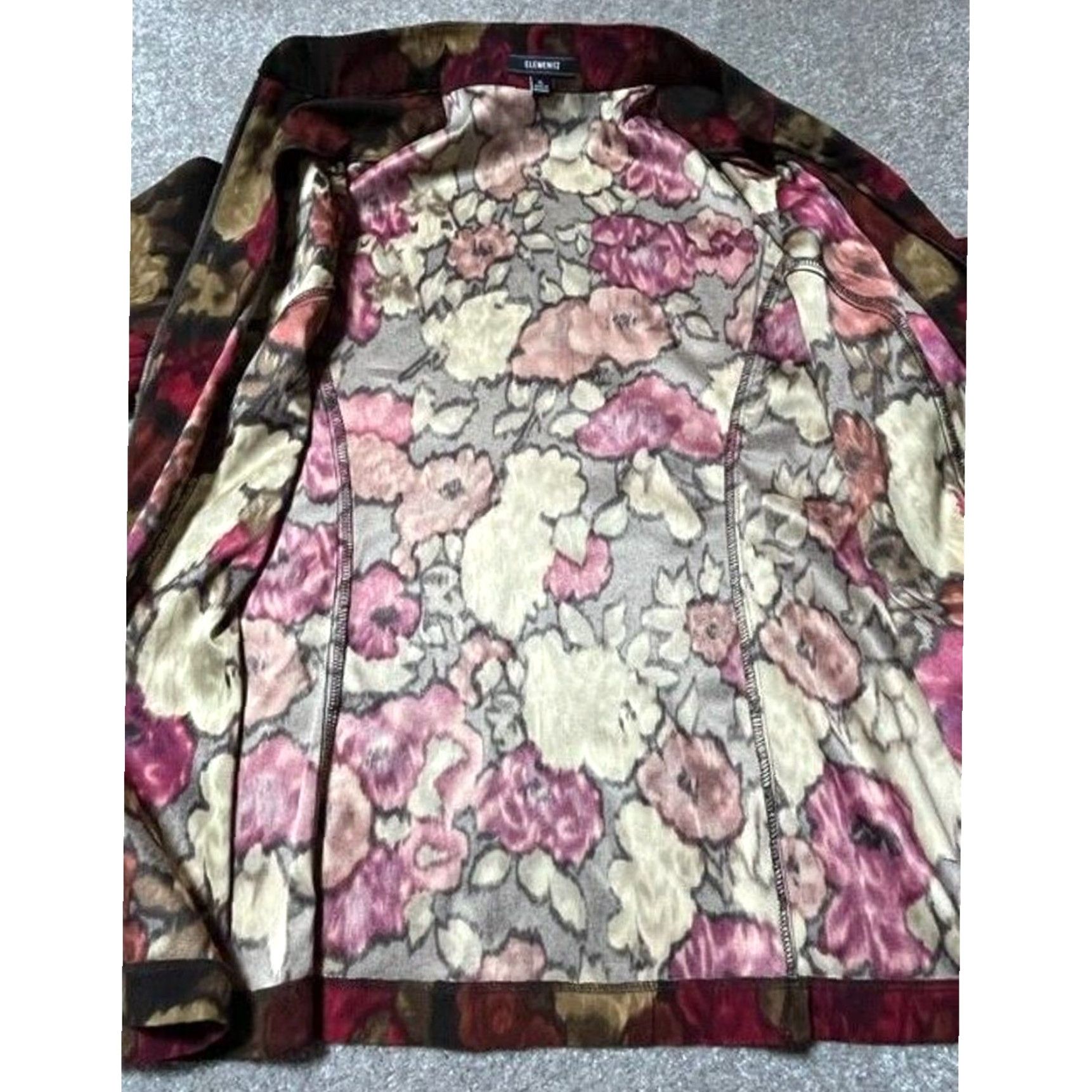 Element VINTAGE 90s Y2K Full Zip Jacket XL Floral Dark Romantic Whimsigoth Boho Fall Womens XL Black Elementz Blouse Jacket Size XL / US 12-14 / IT 48-50 - 3 Thumbnail