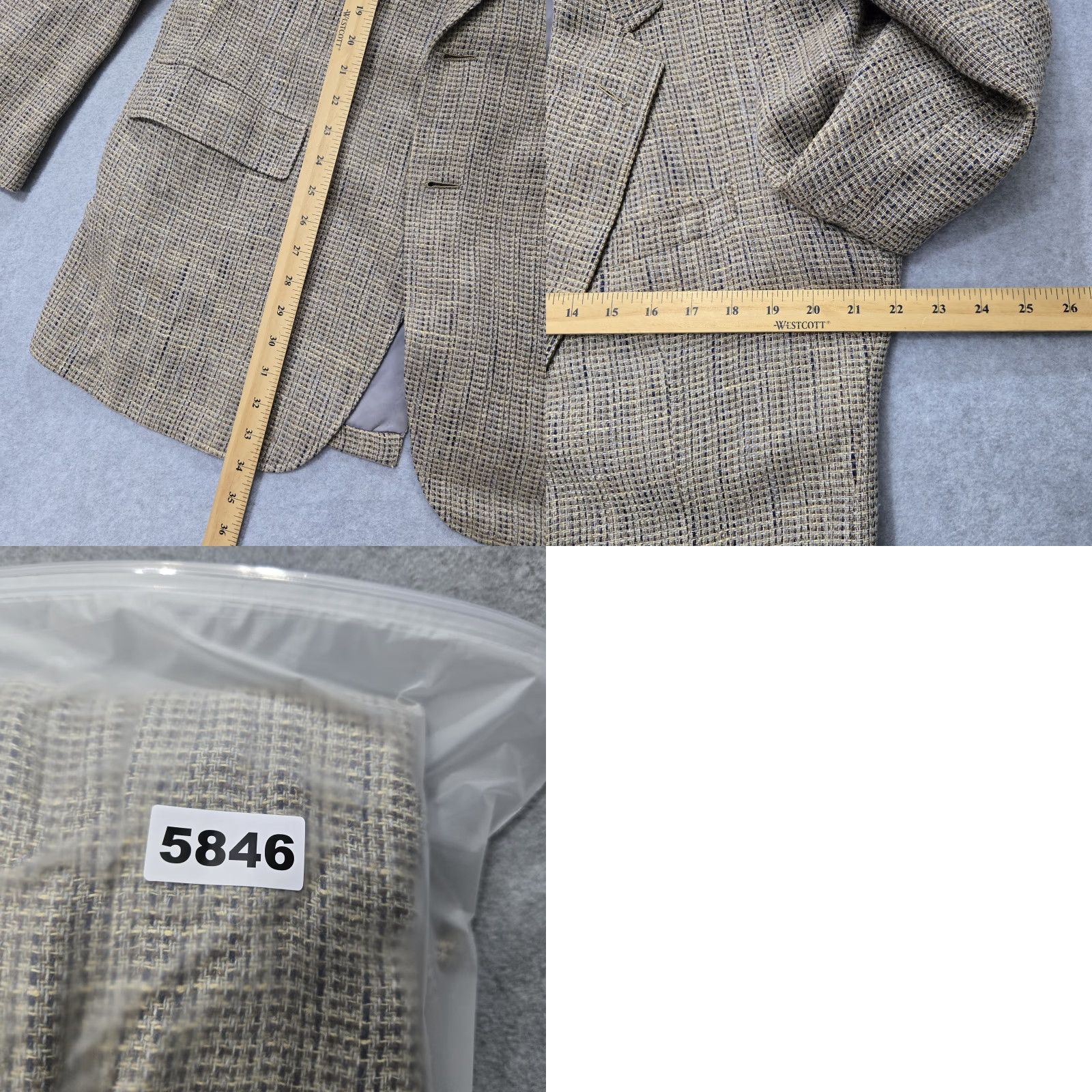 Vintage VINTAGE Hickey Freeman Blazer Mens Large Brown Wool British Isles Check Tweed Jacket Size 44R - 9 Thumbnail