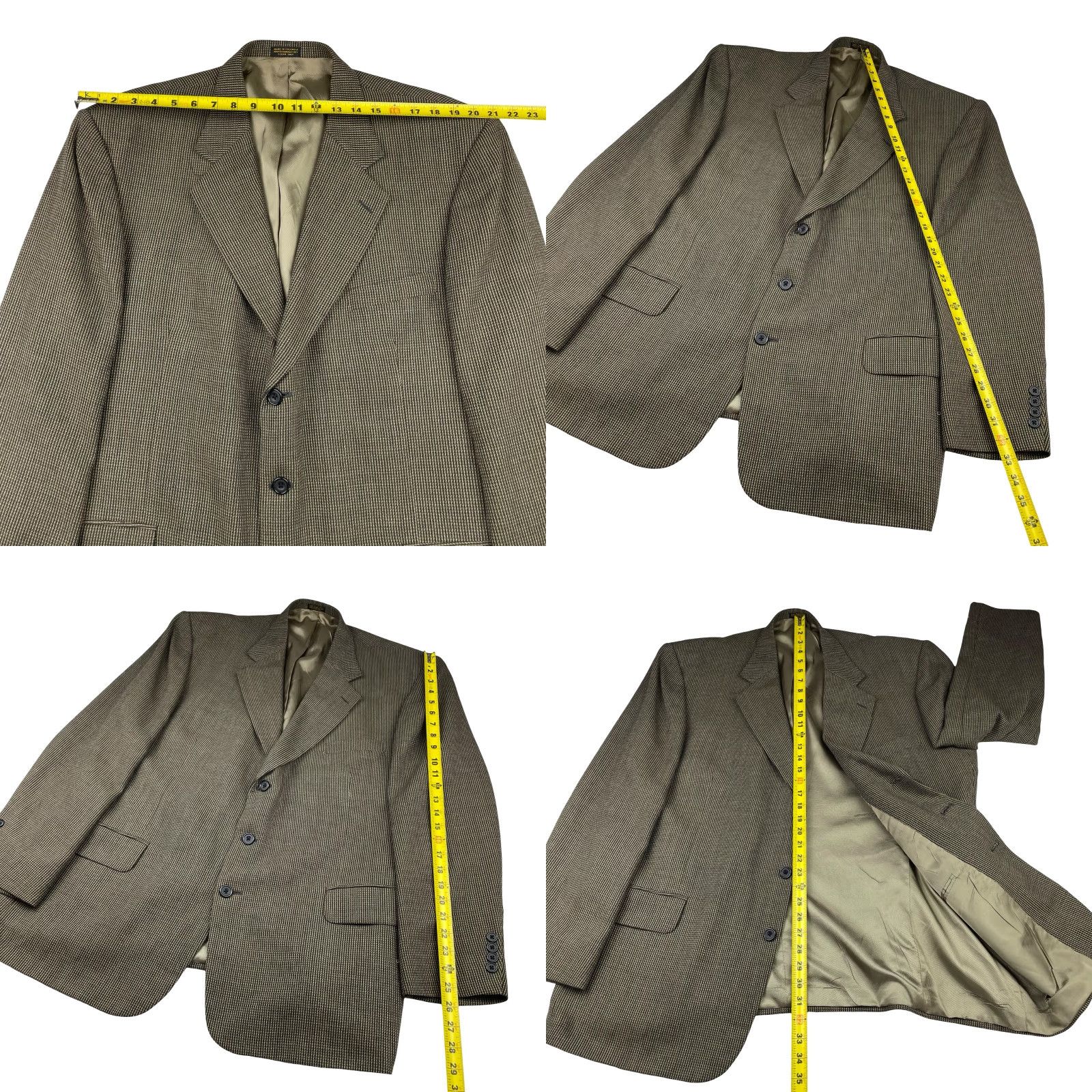 Oscar De La Renta VINTAGE Oscar de la Renta Men’s 100% Wool 3-Button Blazer Jacket Brown Beige Navy 48R Mens Blazer Size 48R - 8 Thumbnail