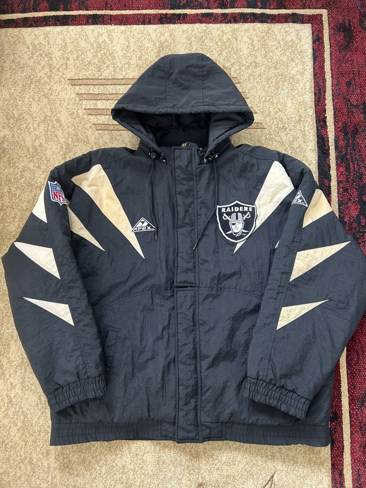 Apex One Vintage 90s Apex One Oakland Raiders Shark Tooth Jacket Size US XL / EU 56 / 4 - 1 Thumbnail