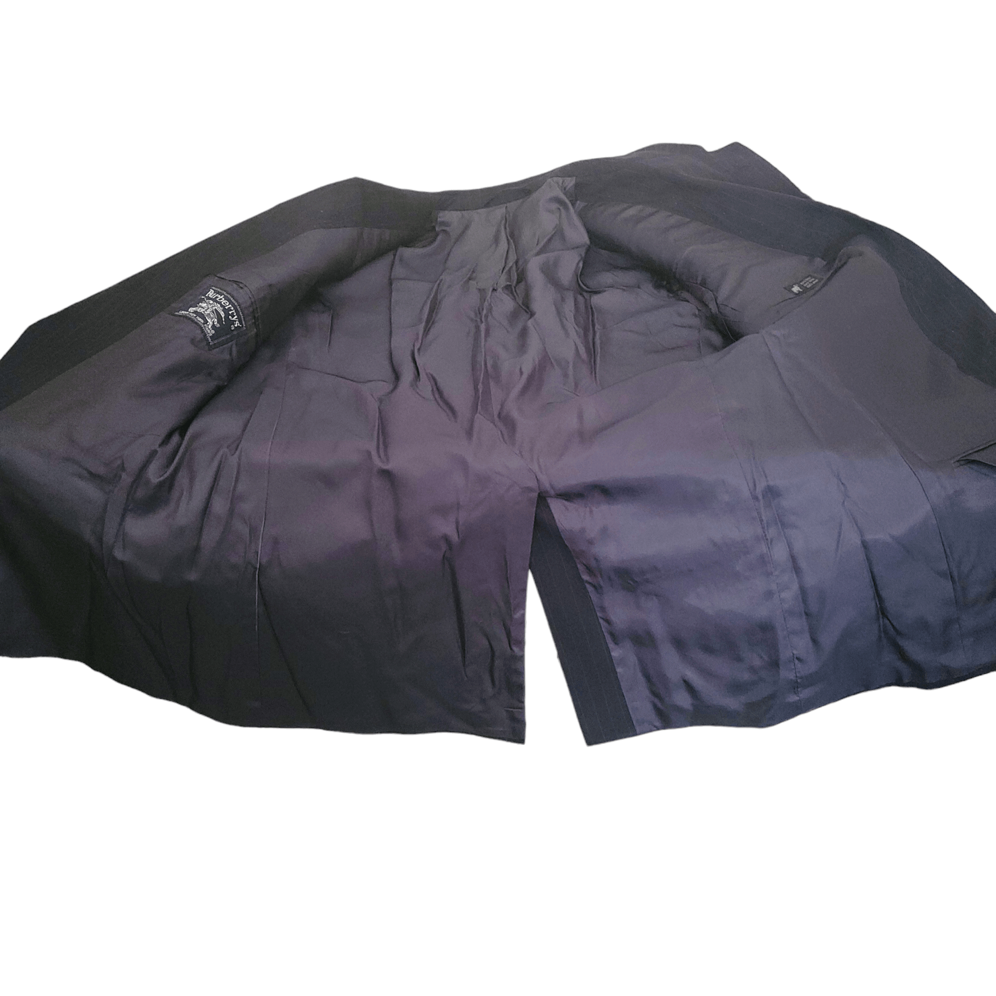 Burberry Burberrys Professional Business Black Pinstripe Wool Suit Size 44R - 4 Thumbnail