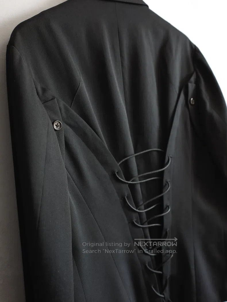 Yohji Yamamoto Yohji Yamamoto Drawstring Deconstructed Vertical Jacket Size US M / EU 48-50 / 2 - 2 Thumbnail