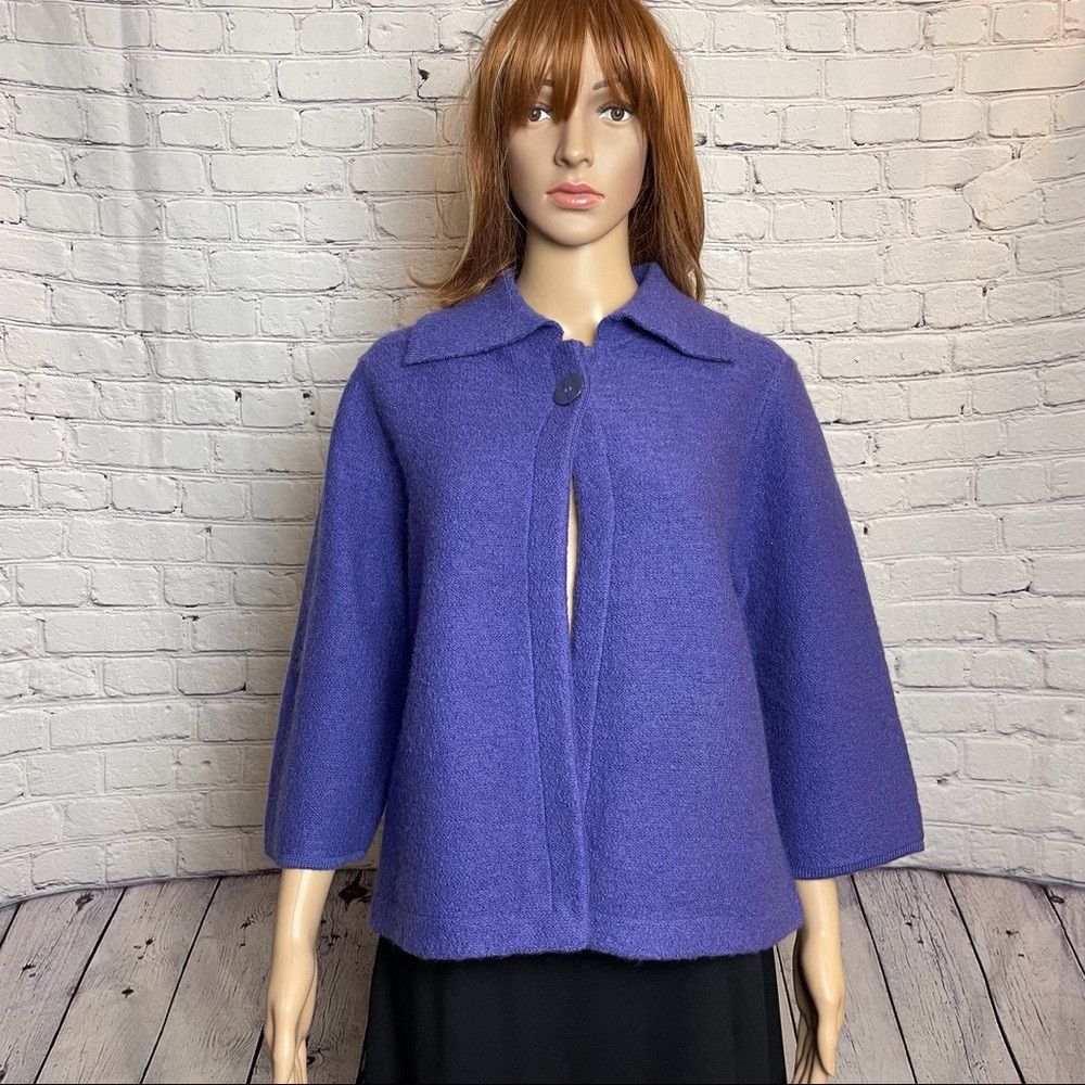 Other NWT New Christopher & Banks Purple Wool Jacket 3/4 Sleeve S Size M / US 6-8 / IT 42-44 - 1 Thumbnail