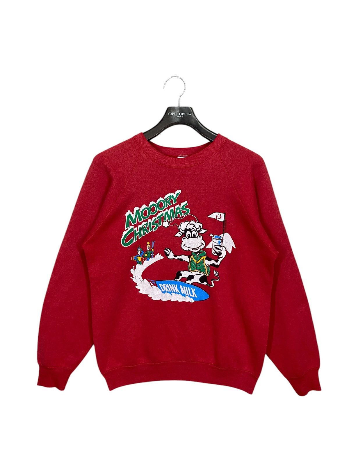 Vintage 80s mooory chirstmas drink milk sweatshirt crewneck