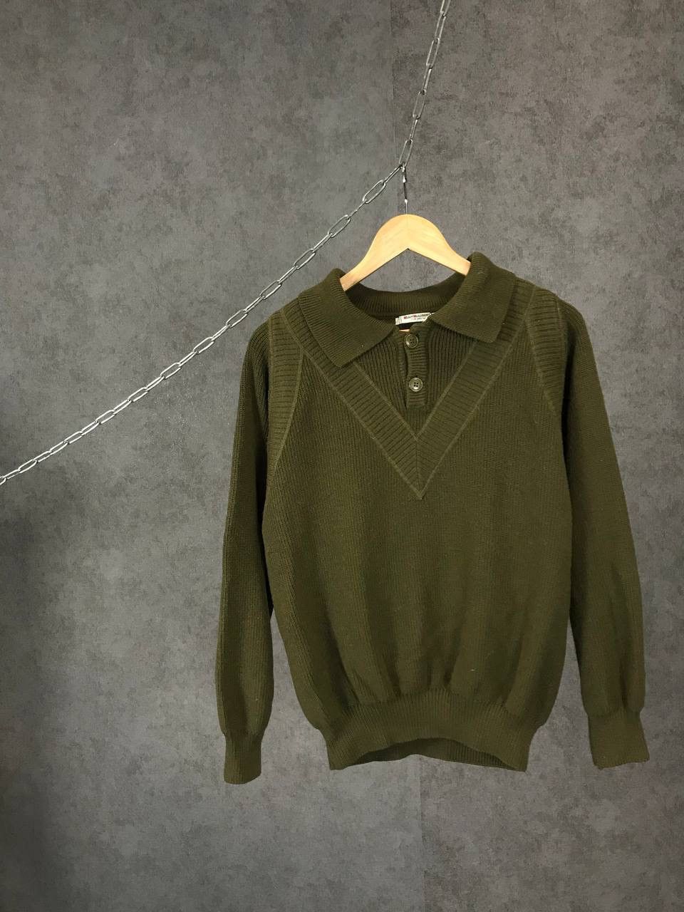 image of Saint Laurent Rive Gauche Vintage Designer Luxury Sweater in Green, Men's (Size Small)