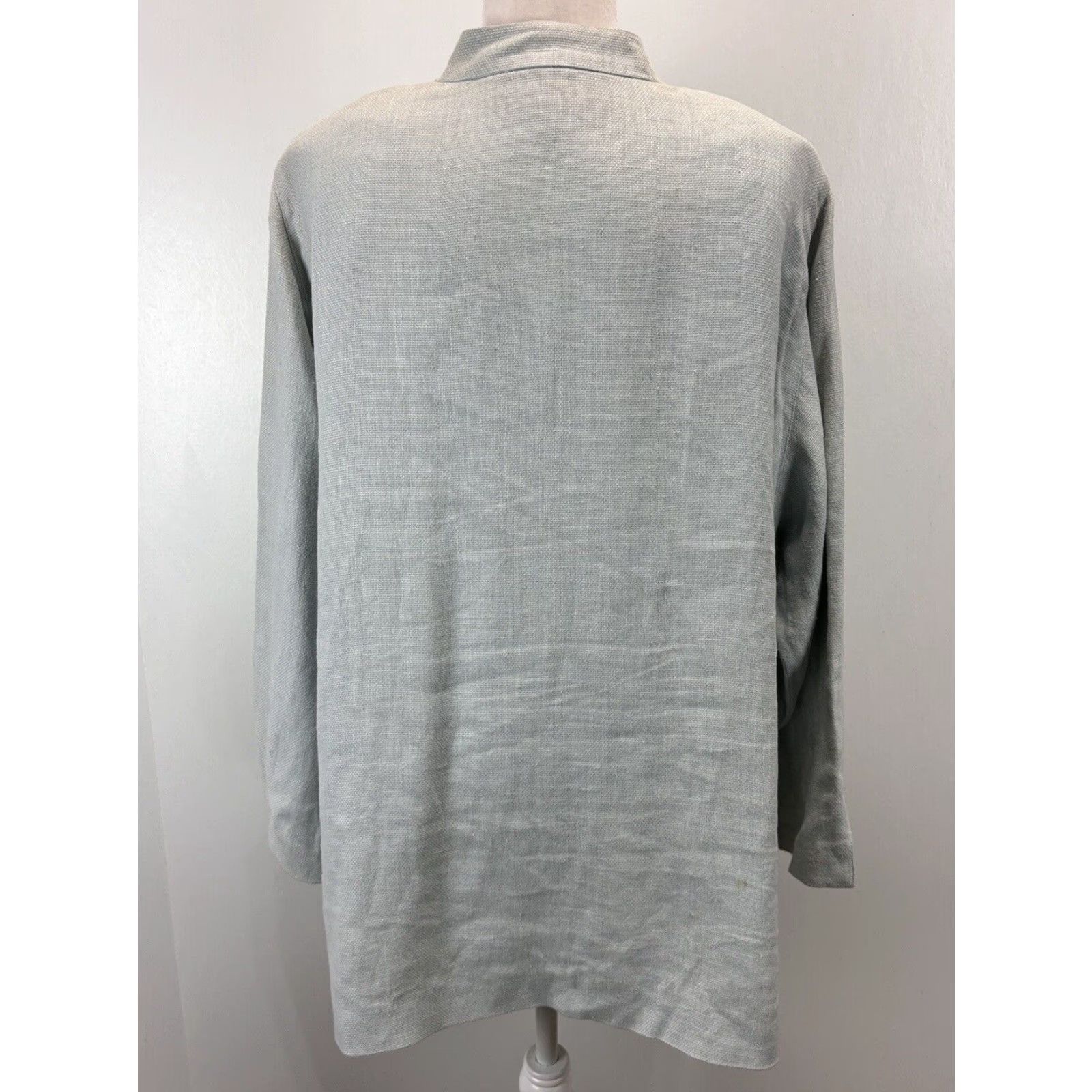 Ellen Tracy Ellen Tracy Women's Gray Blue 100% Linen Jacket Sz 22 Plus Size XXL Extra Large Size 3XL / US 20-22 - 3 Thumbnail