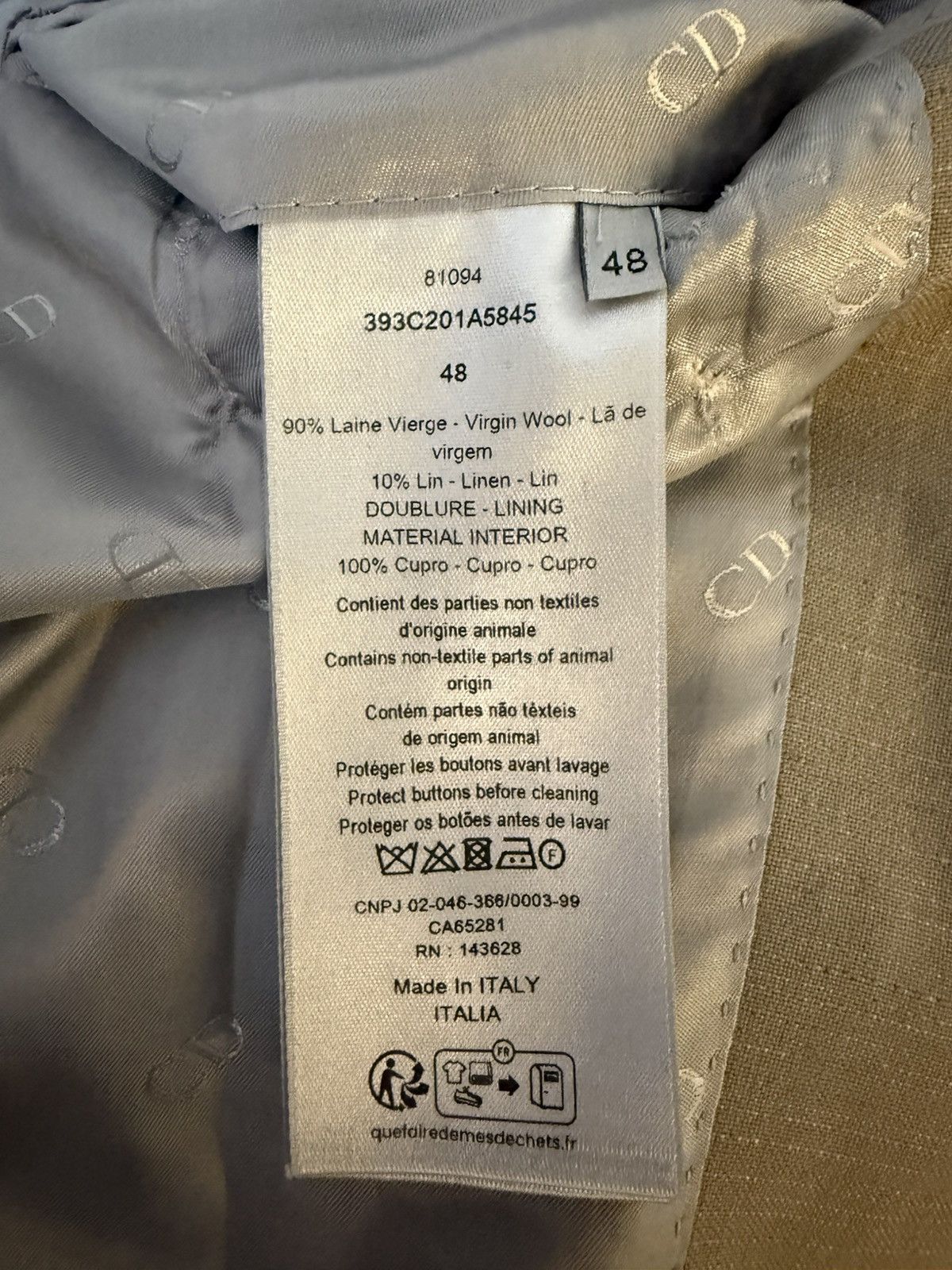 Dior Dior Homme Wool Linen Jacket in Sand Size 48R - 4 Thumbnail